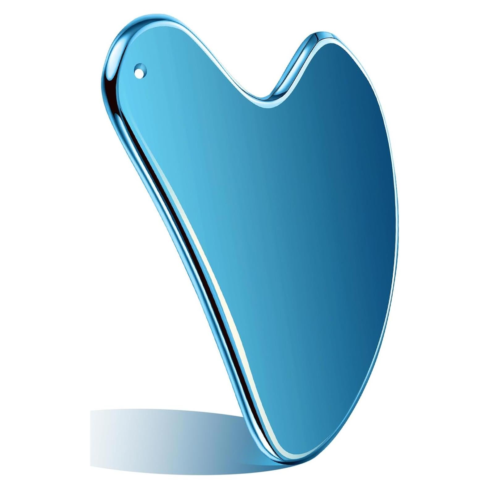 Herramienta Gua Sha Acero Inoxidable Nuanchu Azul 15x10.5cm