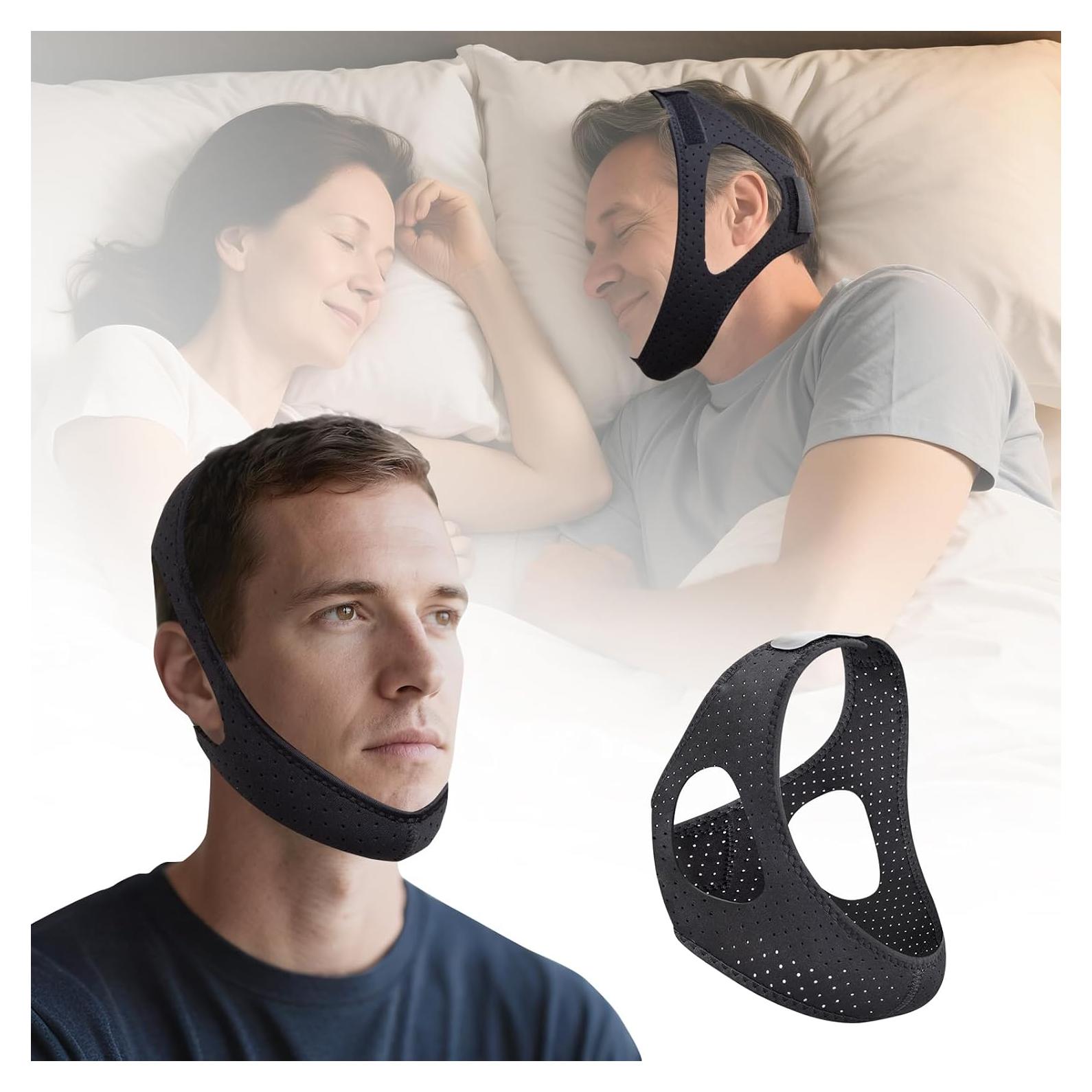 Correa de Barbilla Antirronquido YeyHaiza M Negra Ajustable