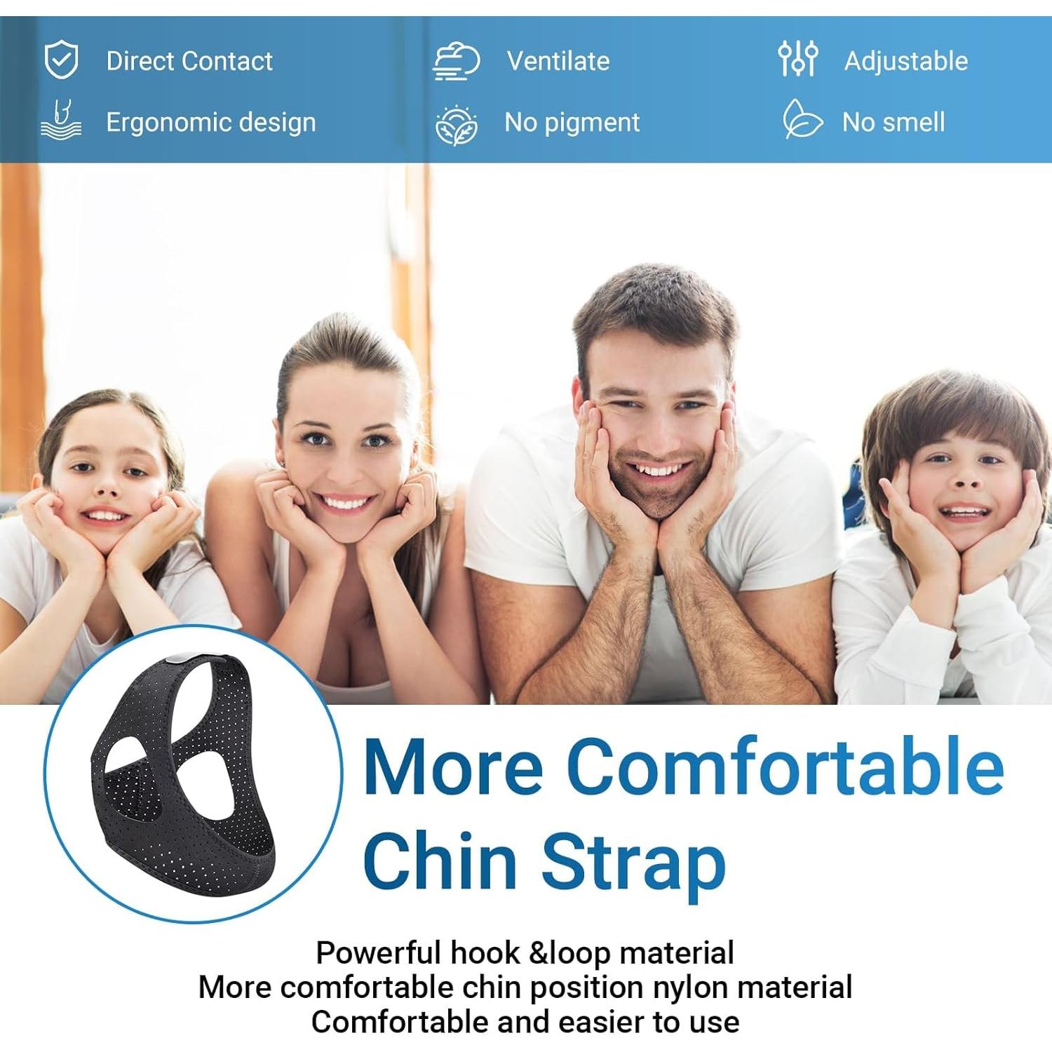 Correa de Barbilla Antirronquido YeyHaiza M Negra Ajustable