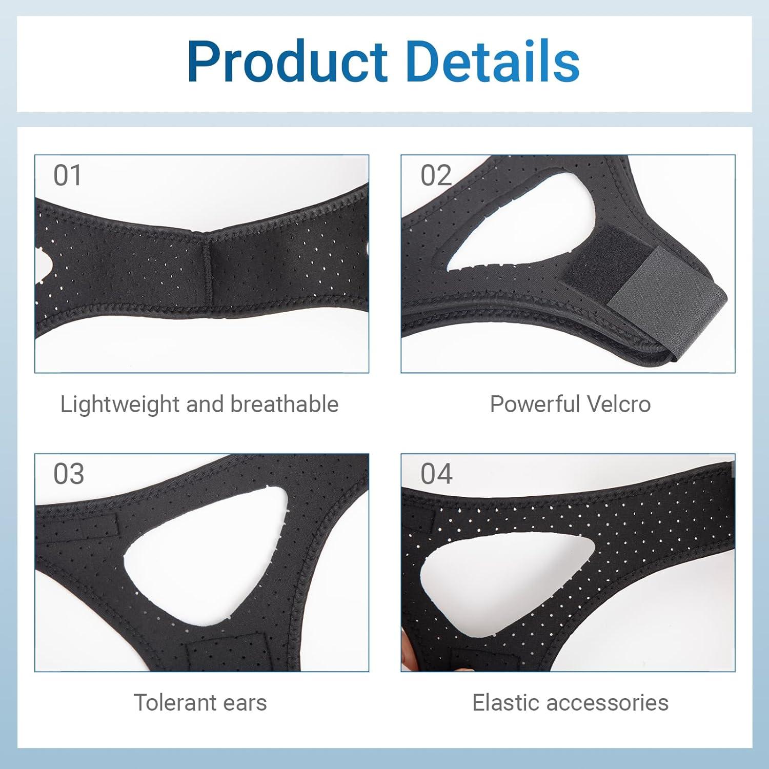 Correa de Barbilla Antirronquido YeyHaiza M Negra Ajustable