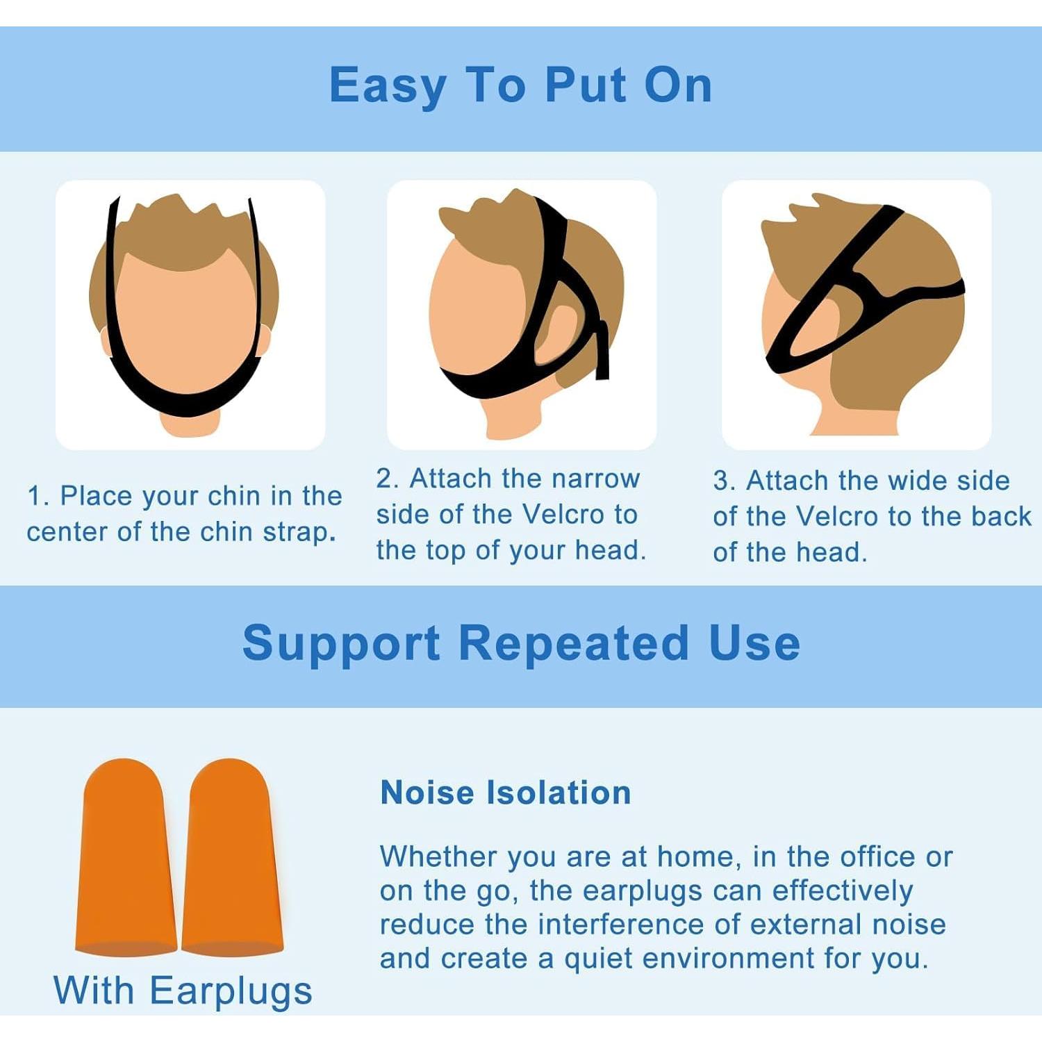 Correa para Barbilla Anti Ronquidos AIR BLOW Ajustable con Máscara