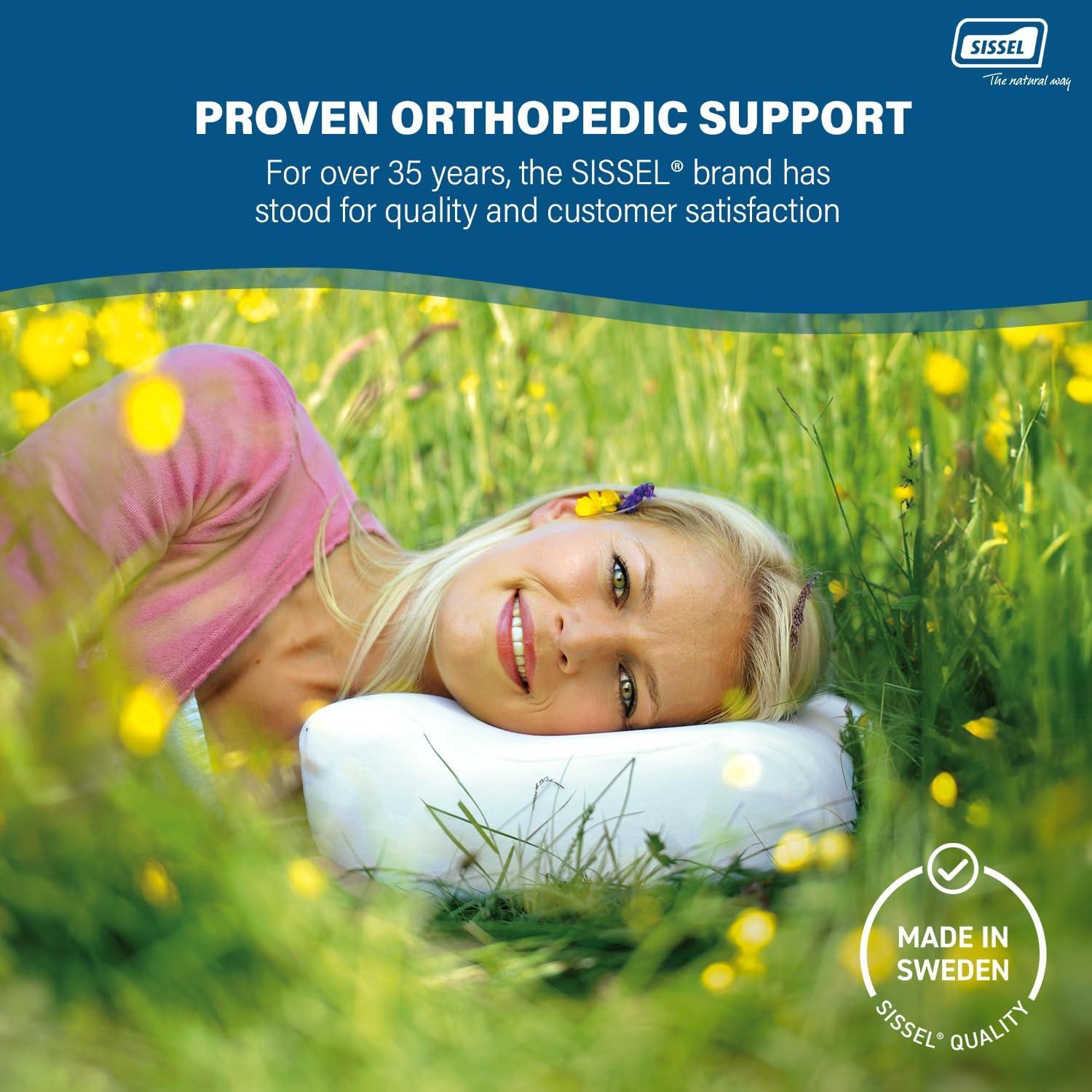 SISSEL Classic Plus Neck Pillow | Orthopedic, Height-Adjustable, Ergonomic | Ventilation System, Polyurethane Foam | Ideal for Back & Neck Pain | Skin-Friendly Cover | 18.5x13x4.3/5.5 inches