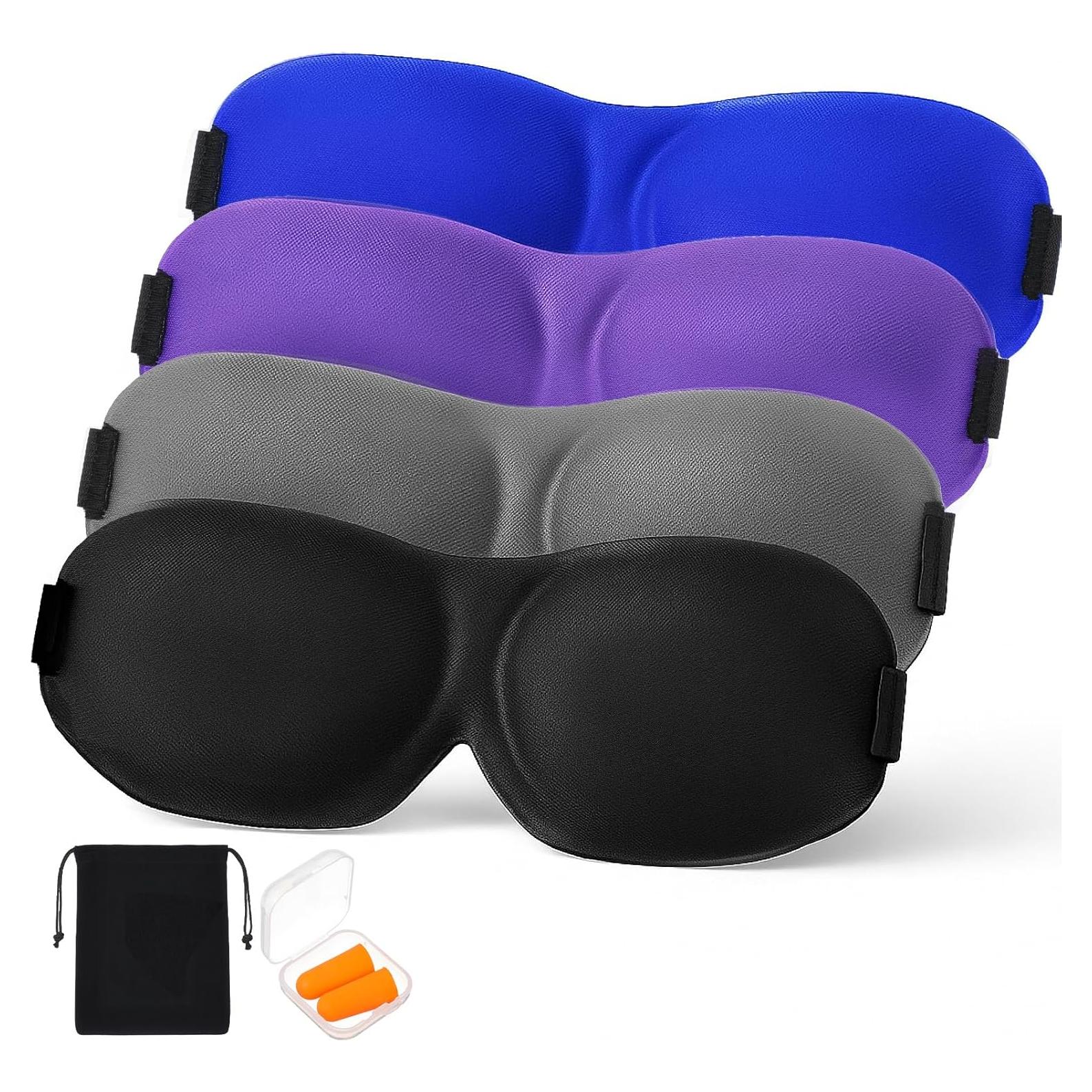 Paquete de 4 Máscaras de Sueño 3D LXUEJIE con Tapones y Bolsa