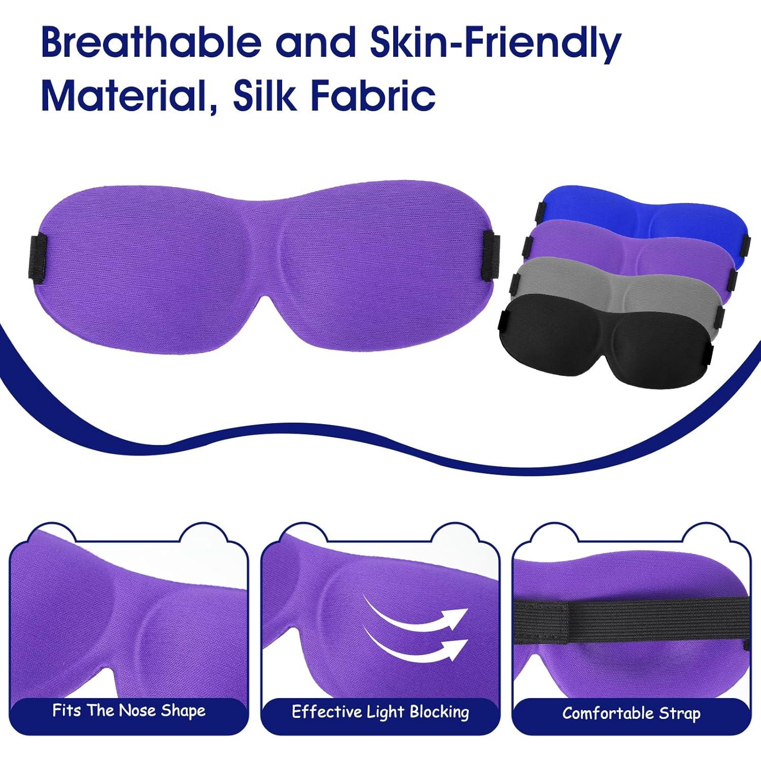 Paquete de 4 Máscaras de Sueño 3D LXUEJIE con Tapones y Bolsa