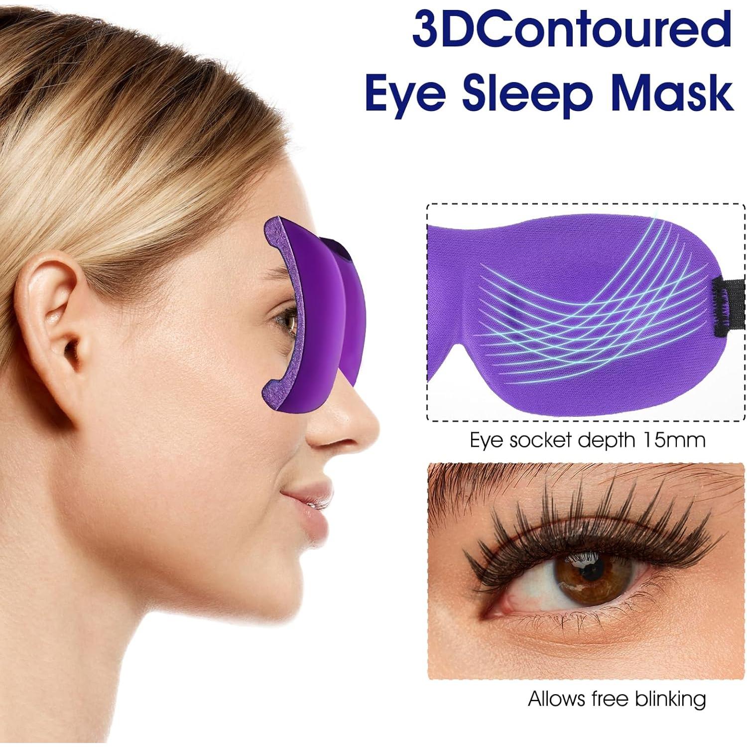 Paquete de 4 Máscaras de Sueño 3D LXUEJIE con Tapones y Bolsa