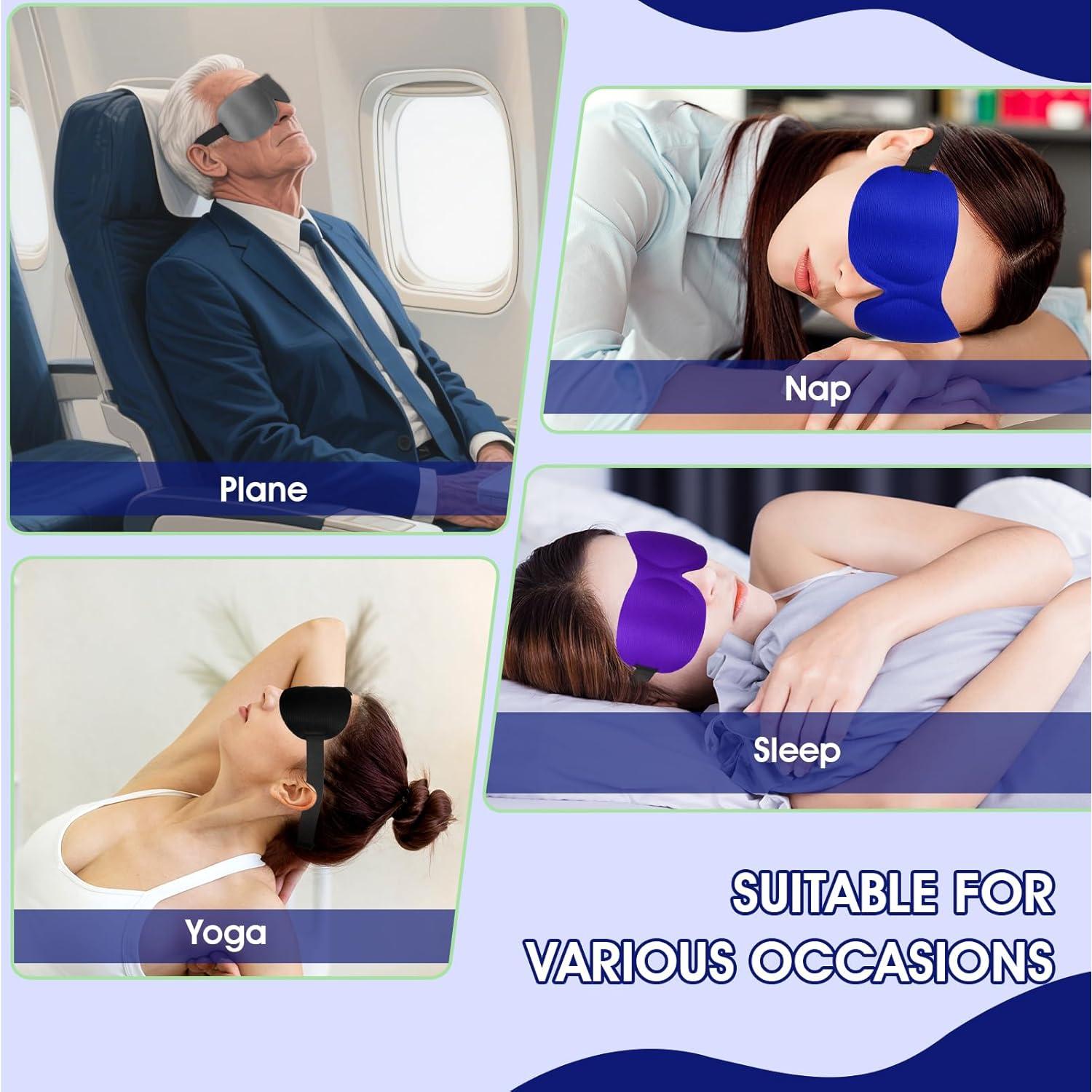 Paquete de 4 Máscaras de Sueño 3D LXUEJIE con Tapones y Bolsa