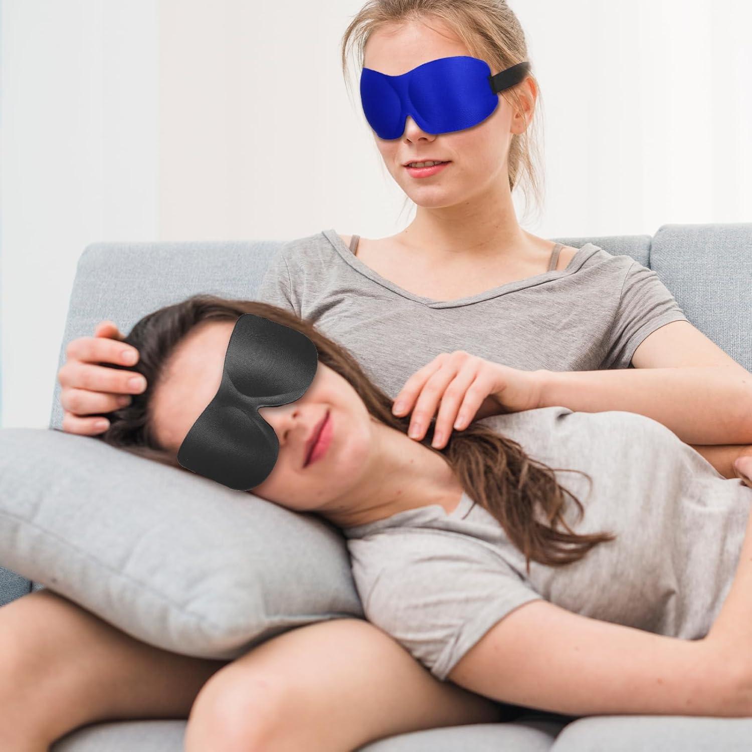 Paquete de 4 Máscaras de Sueño 3D LXUEJIE con Tapones y Bolsa