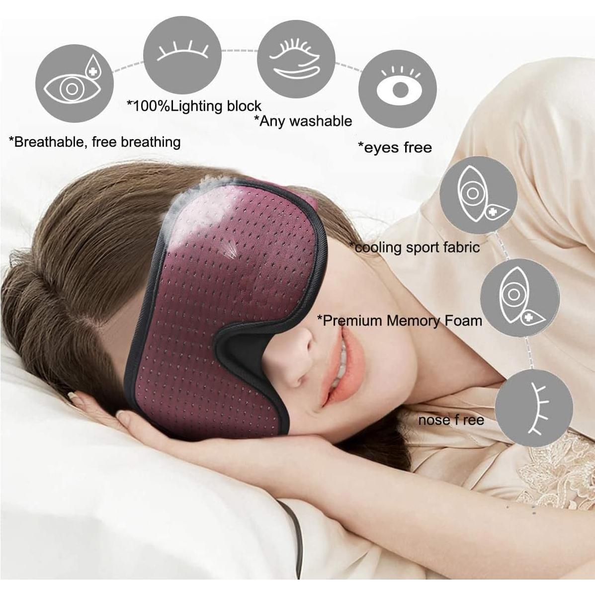 Máscara de Sueño 3D Leeken - Bloqueo Total de Luz, Ajustable