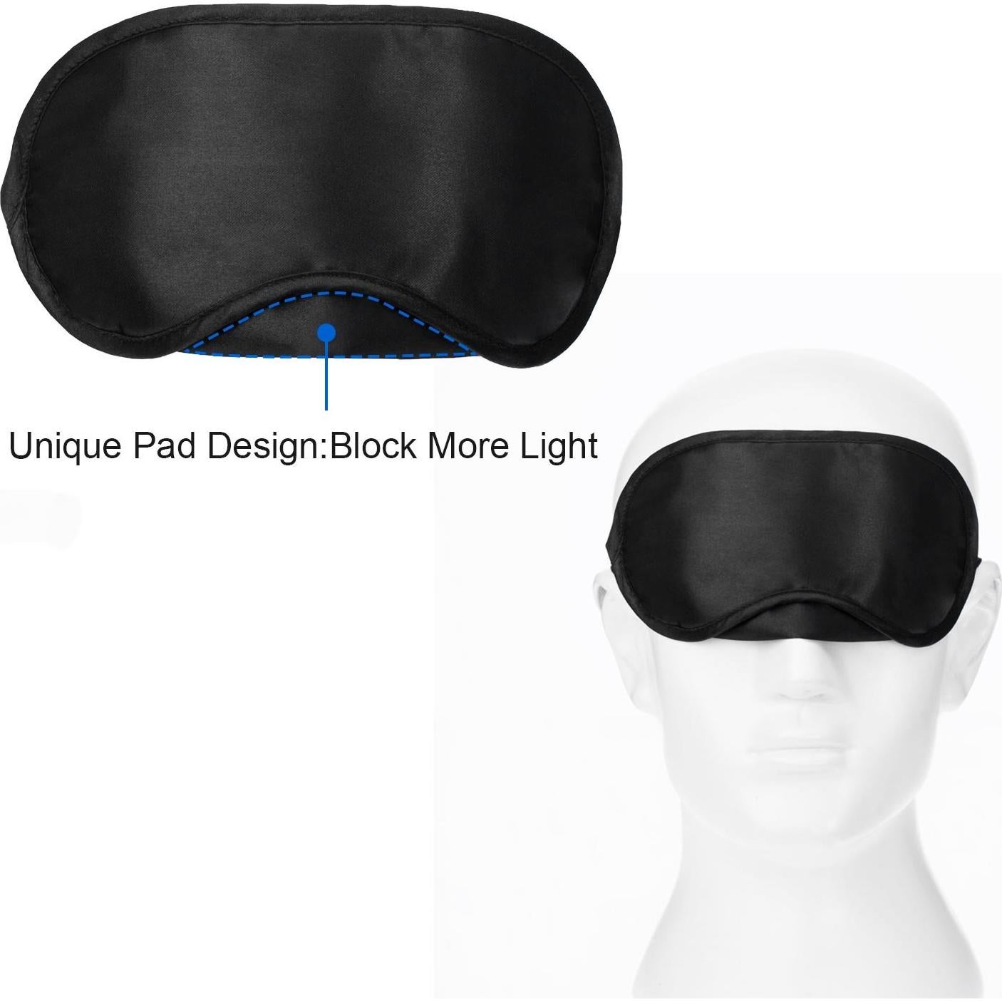 Mudder 12 Máscaras de Sueño Antifaz Negro con Almohadilla Nasal