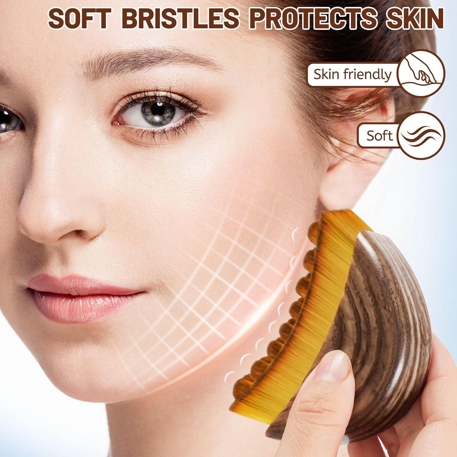 New Lymphatic Contour Face Brush,Lymphatic Drainage Massager for Chin & Neck,Ultra-Soft Bristles Suitable for All Skin Types,Portable Ergonomic Beauty Tool with Travel Case（1 Pcs）