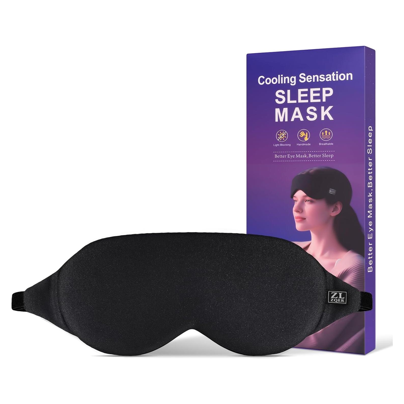 Máscara de Sueño ZLZQER Ajustable con Tela de Seda Fría