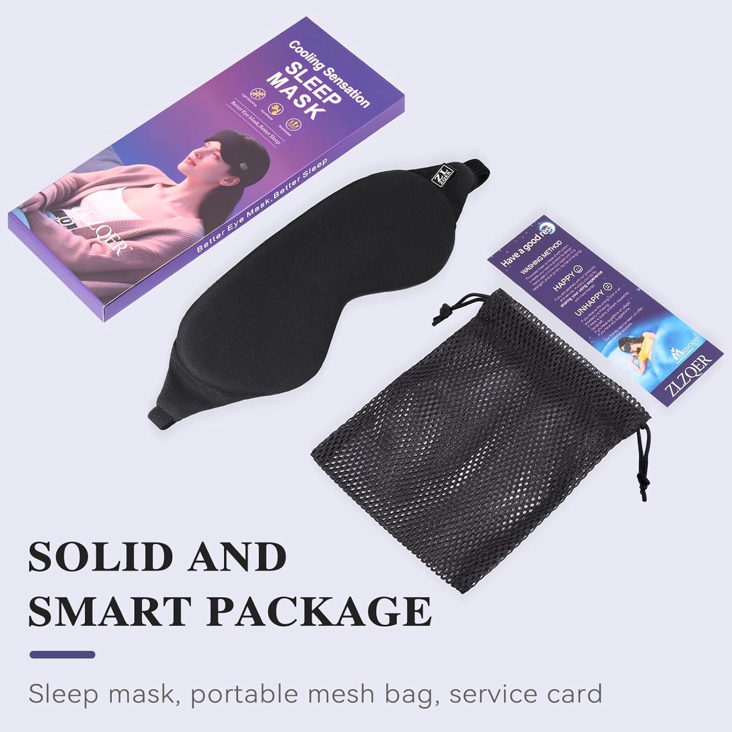 Máscara de Sueño ZLZQER Ajustable con Tela de Seda Fría