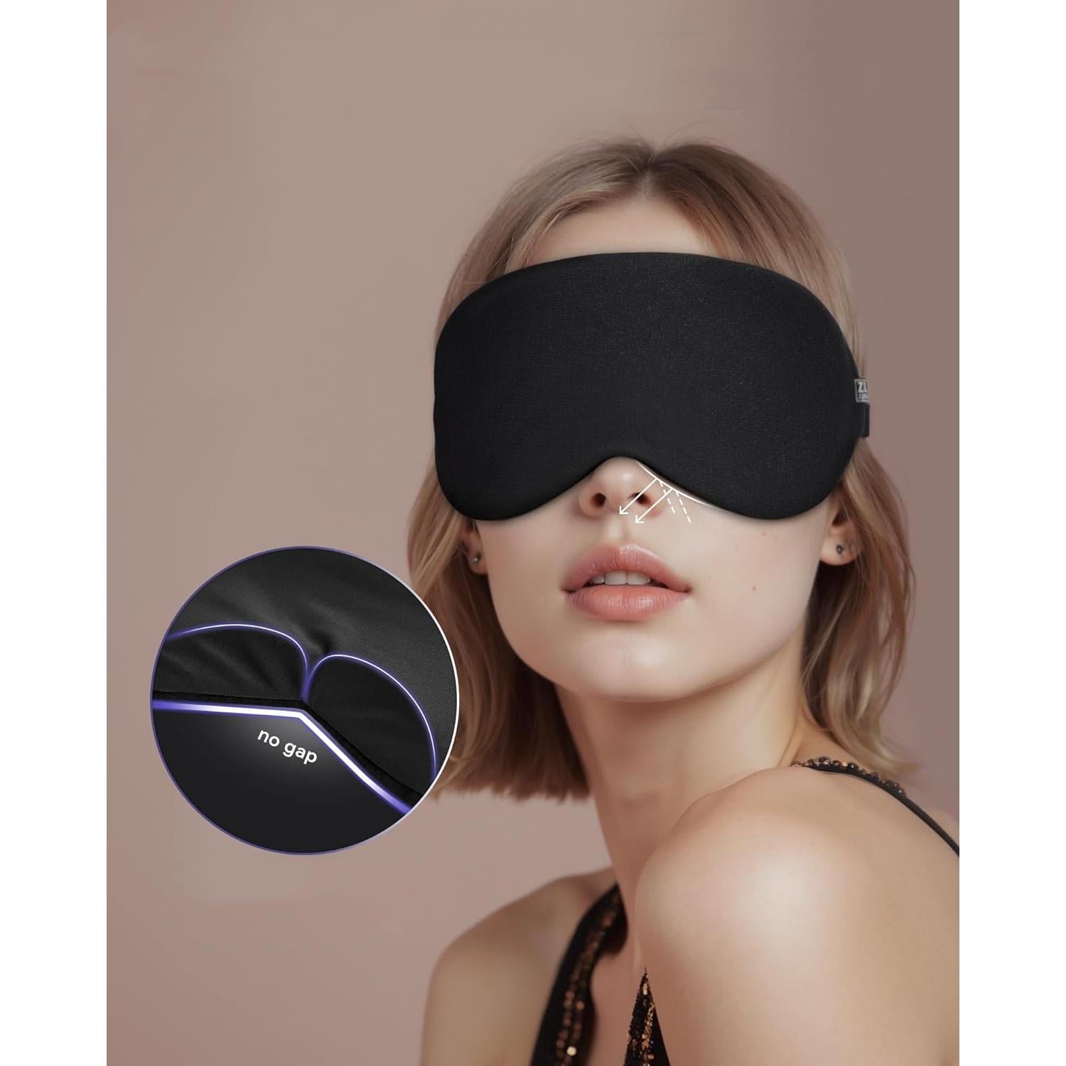 Máscara de Sueño ZLZQER Ajustable con Tela de Seda Fría