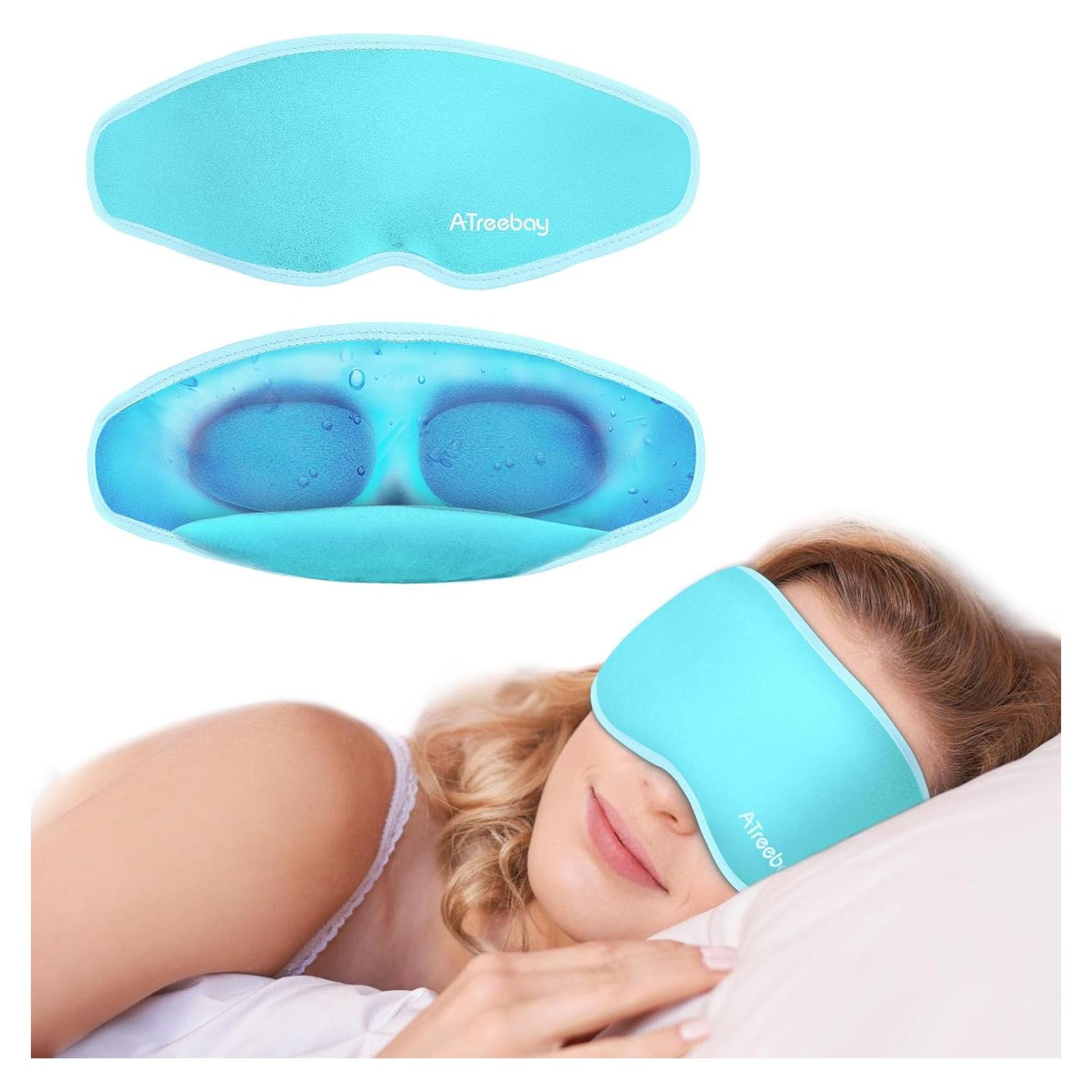 Máscara de Ojos Enfriadora 3D ATreebay - Gel, Ajustable, Azul