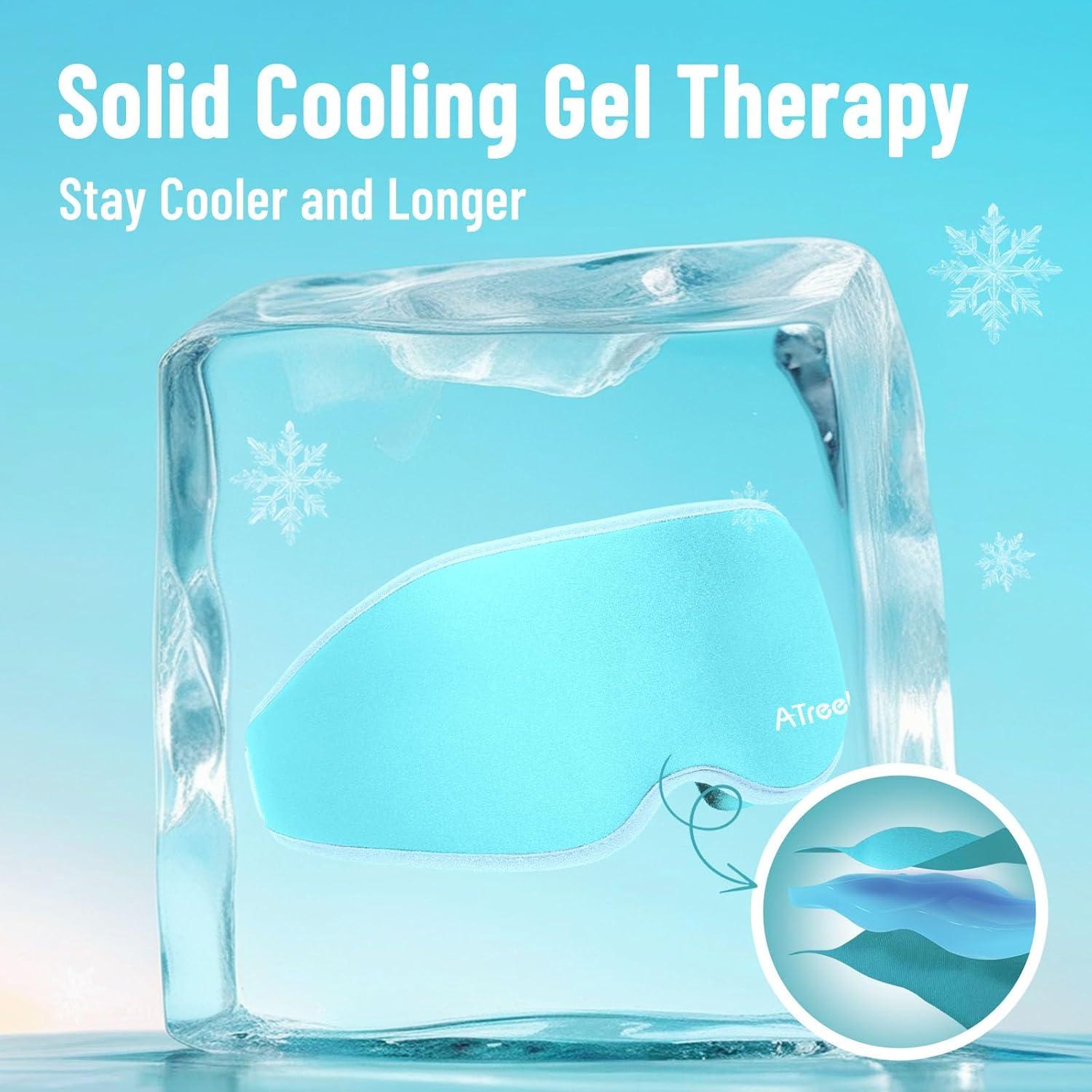 Máscara de Ojos Enfriadora 3D ATreebay - Gel, Ajustable, Azul