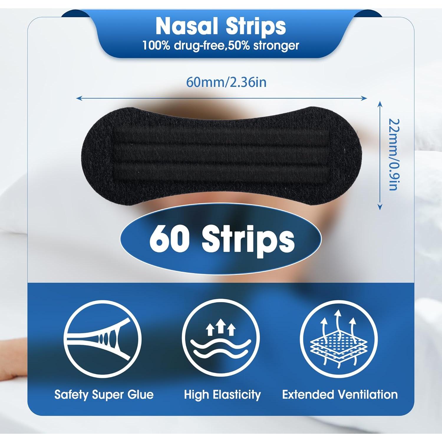 Tiras Nasales para Ronquidos ETTSNU 60 Unidades Hipoalergénicas