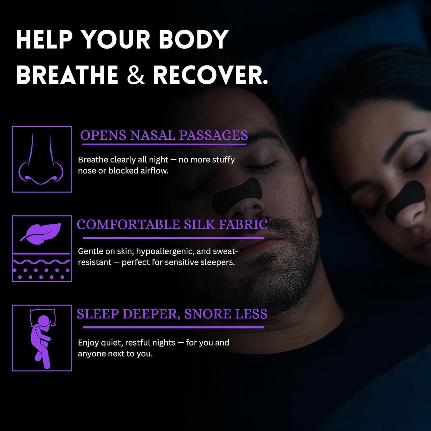 Tiras Nasales Hipoalergénicas Zumfali - Alivio Ronquidos 50% Más Anchas