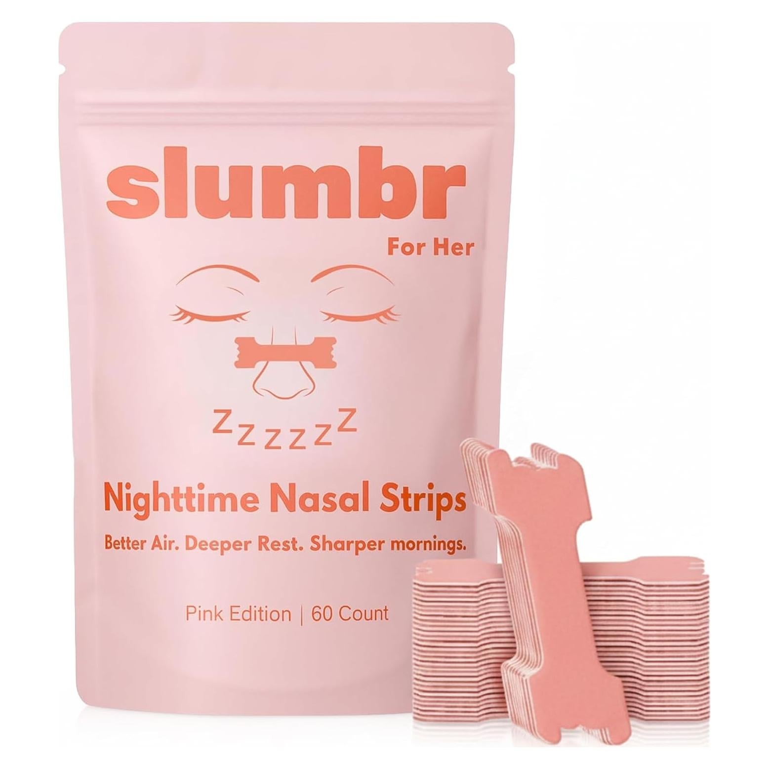 Tiras Nasales Slumbr para Respirar - 60 Unidades Rosa