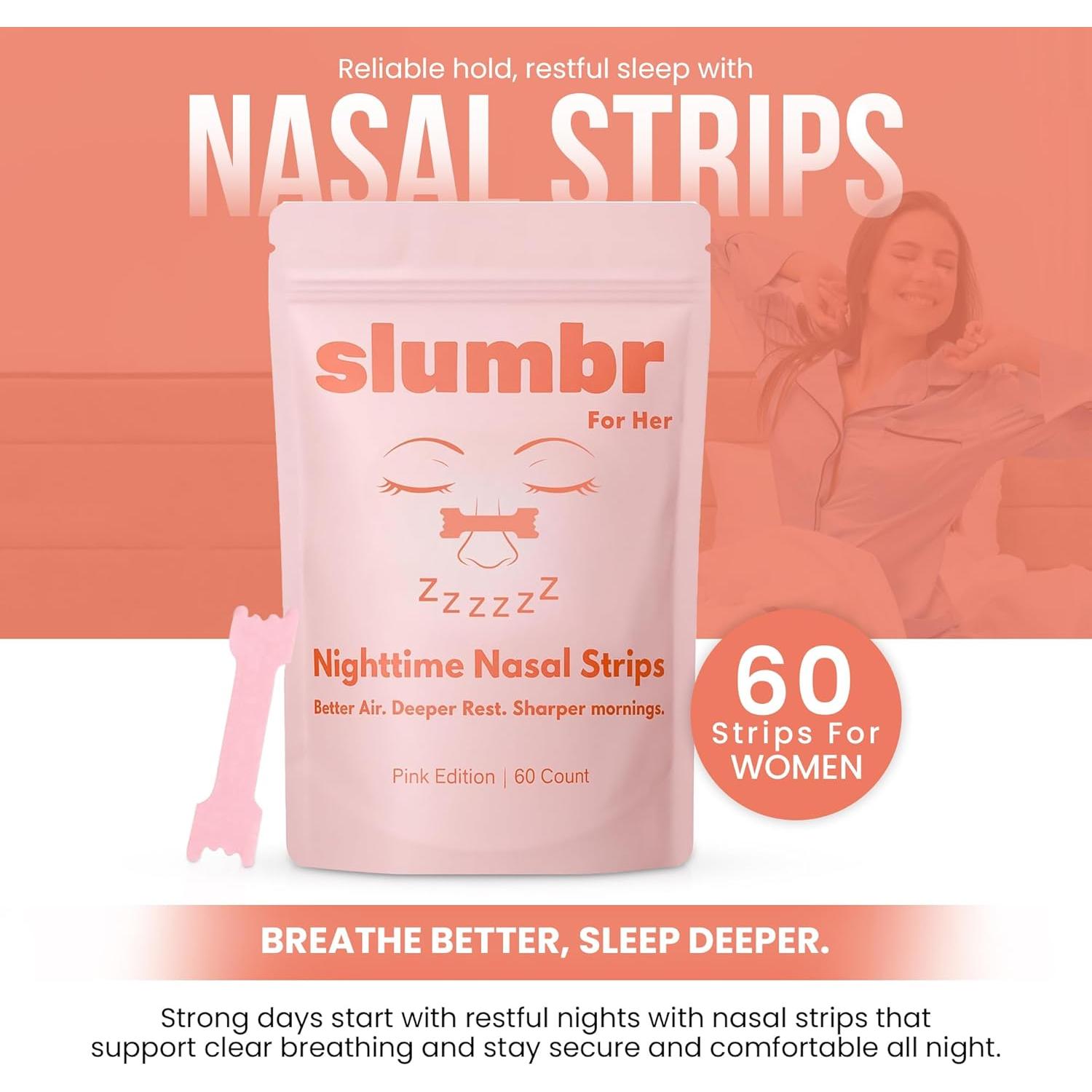 Tiras Nasales Slumbr para Respirar - 60 Unidades Rosa