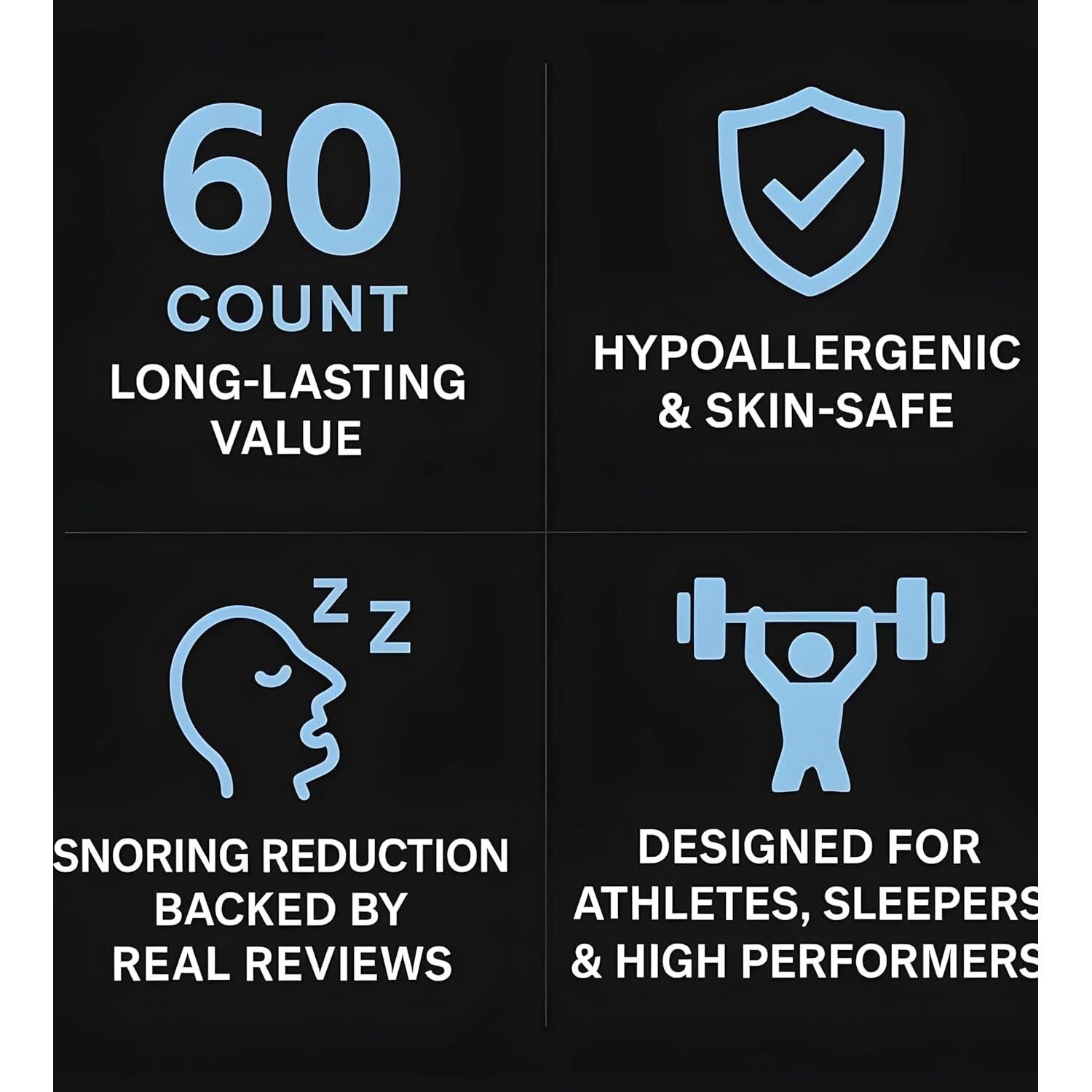 60 Tiras Nasales Antironquidos HYPER BUYZ - Ajuste Cómodo