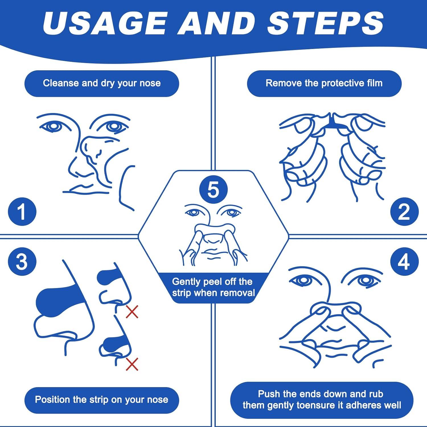 Tiras Nasales Ventro Vykor para Ronquidos - 60 Unidades, Negro