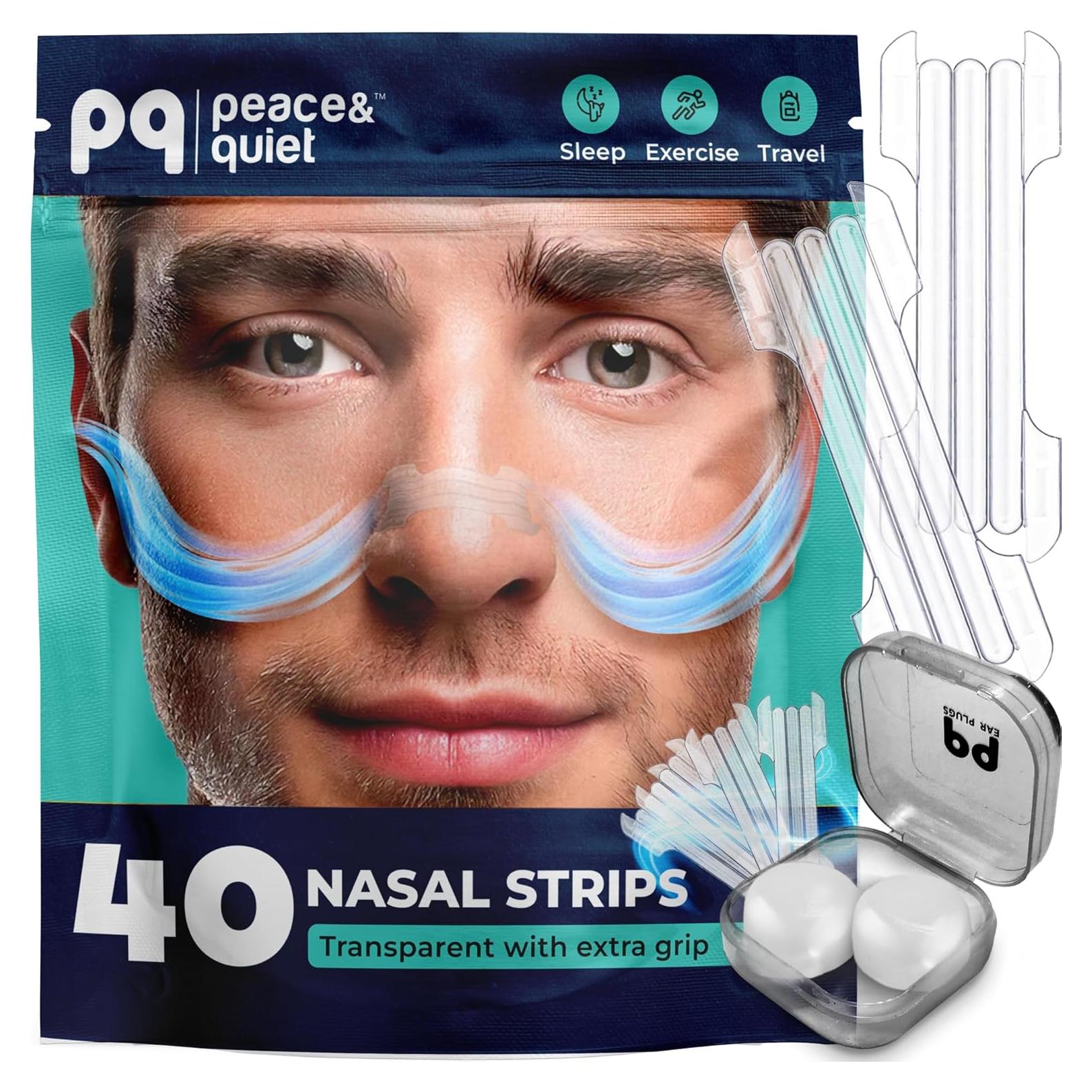 Tiras Nasales Peace&Quiet PQ 40 para Ronquidos - Alivio Congestión