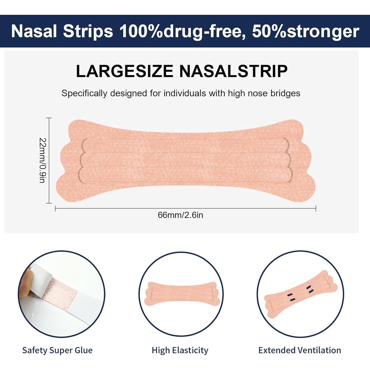 Tiras Nasales Antirronquidos Nqyzen - 60 Piezas, Fuerza Extra