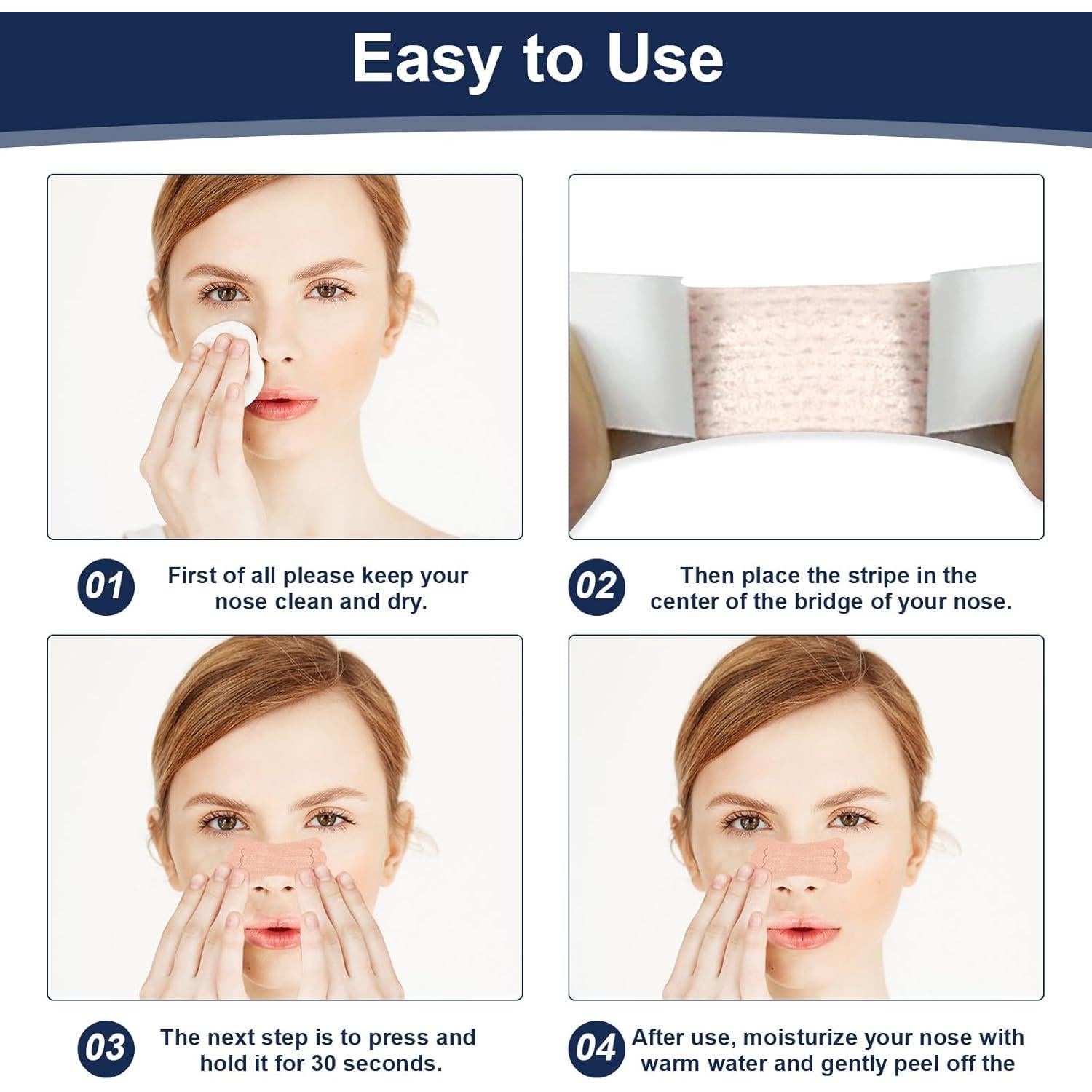 Tiras Nasales Antirronquidos Nqyzen - 60 Piezas, Fuerza Extra