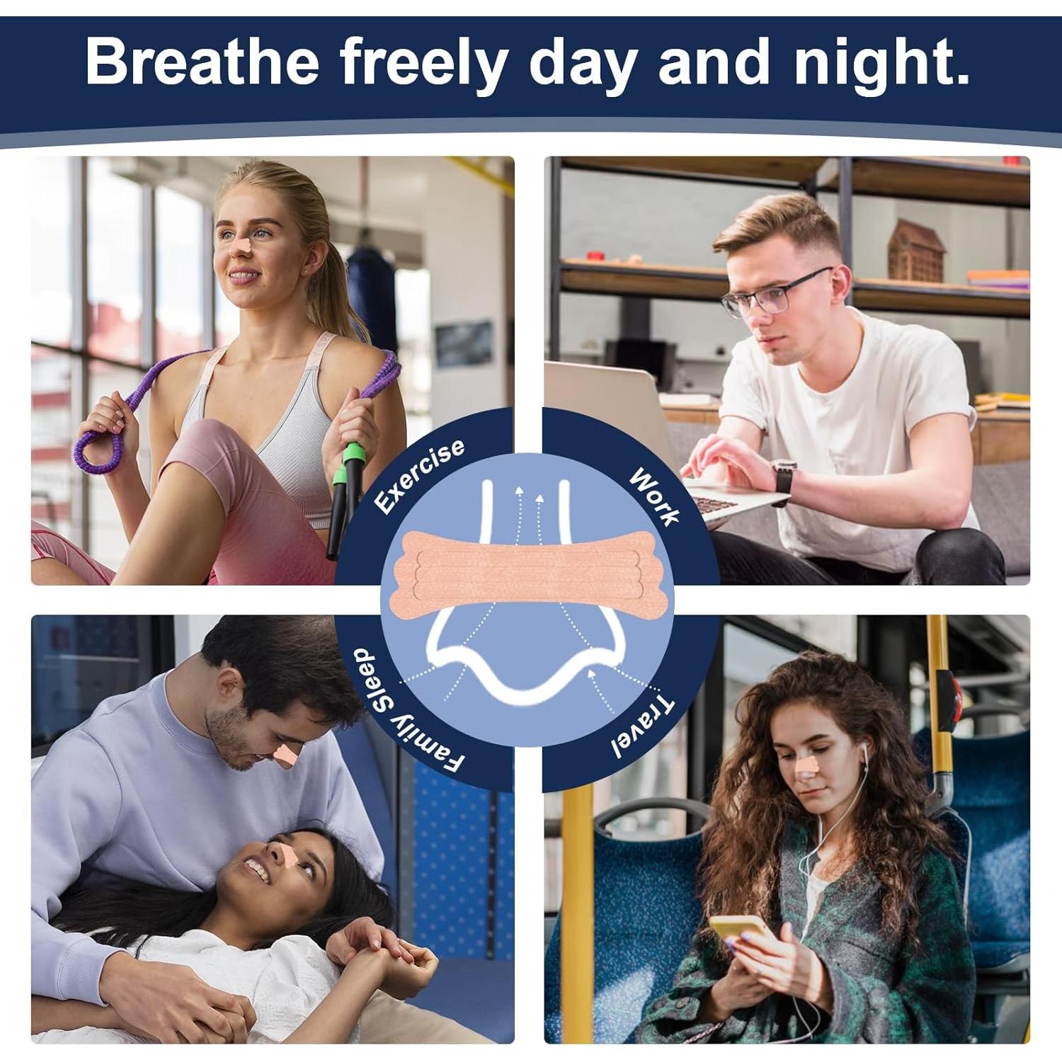 Tiras Nasales Antirronquidos Nqyzen - 60 Piezas, Fuerza Extra