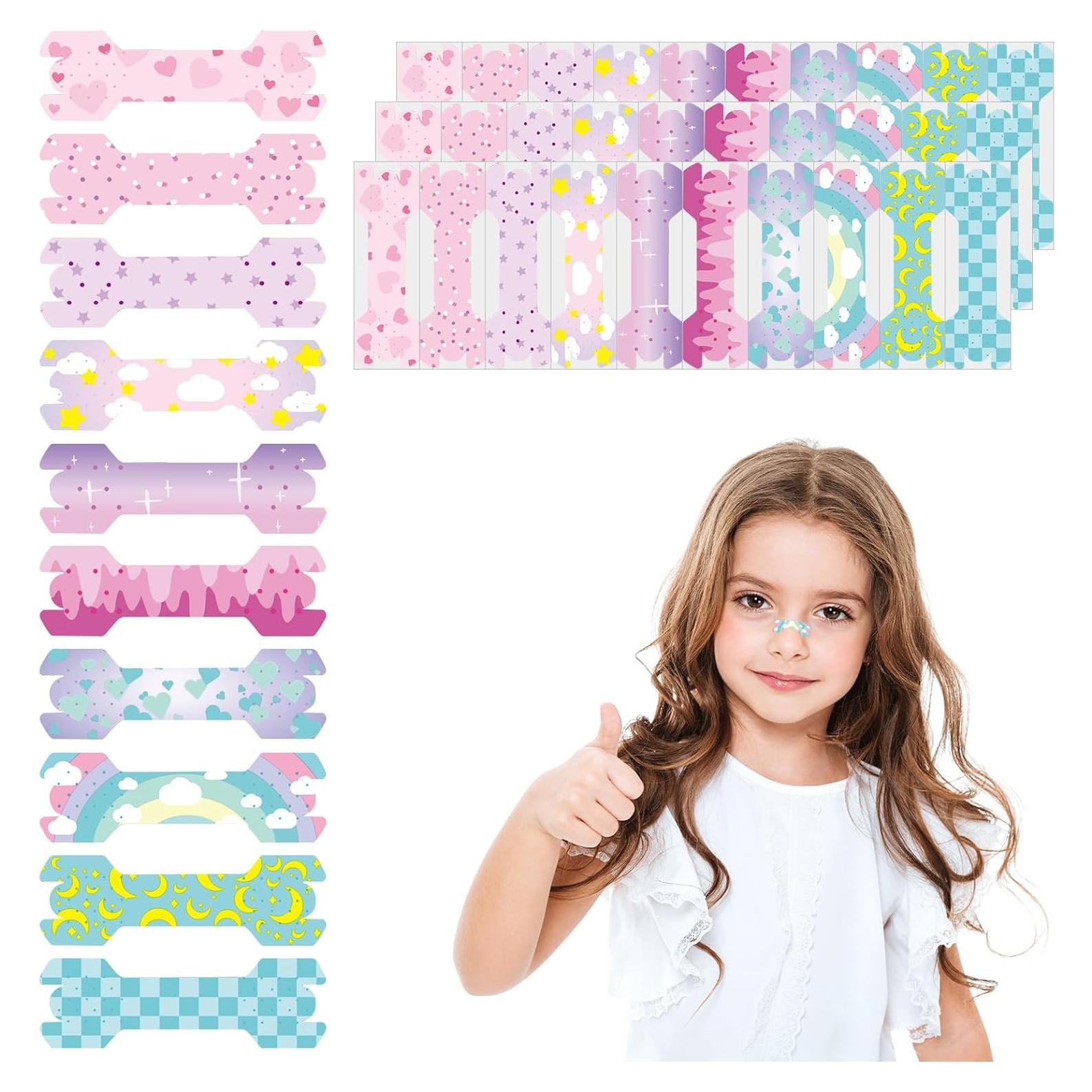 30 Tiras Nasales para Niños Aartner Rosa y Azul Antironquidos