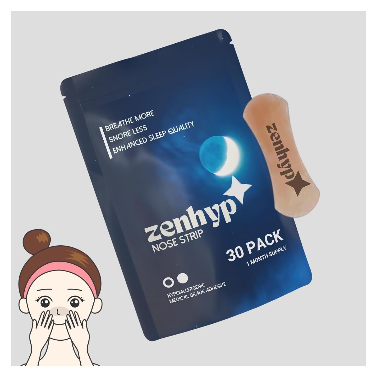 Tiras Nasales Zenhyp 2.0 - 30 Unidades para Mejorar Respiración