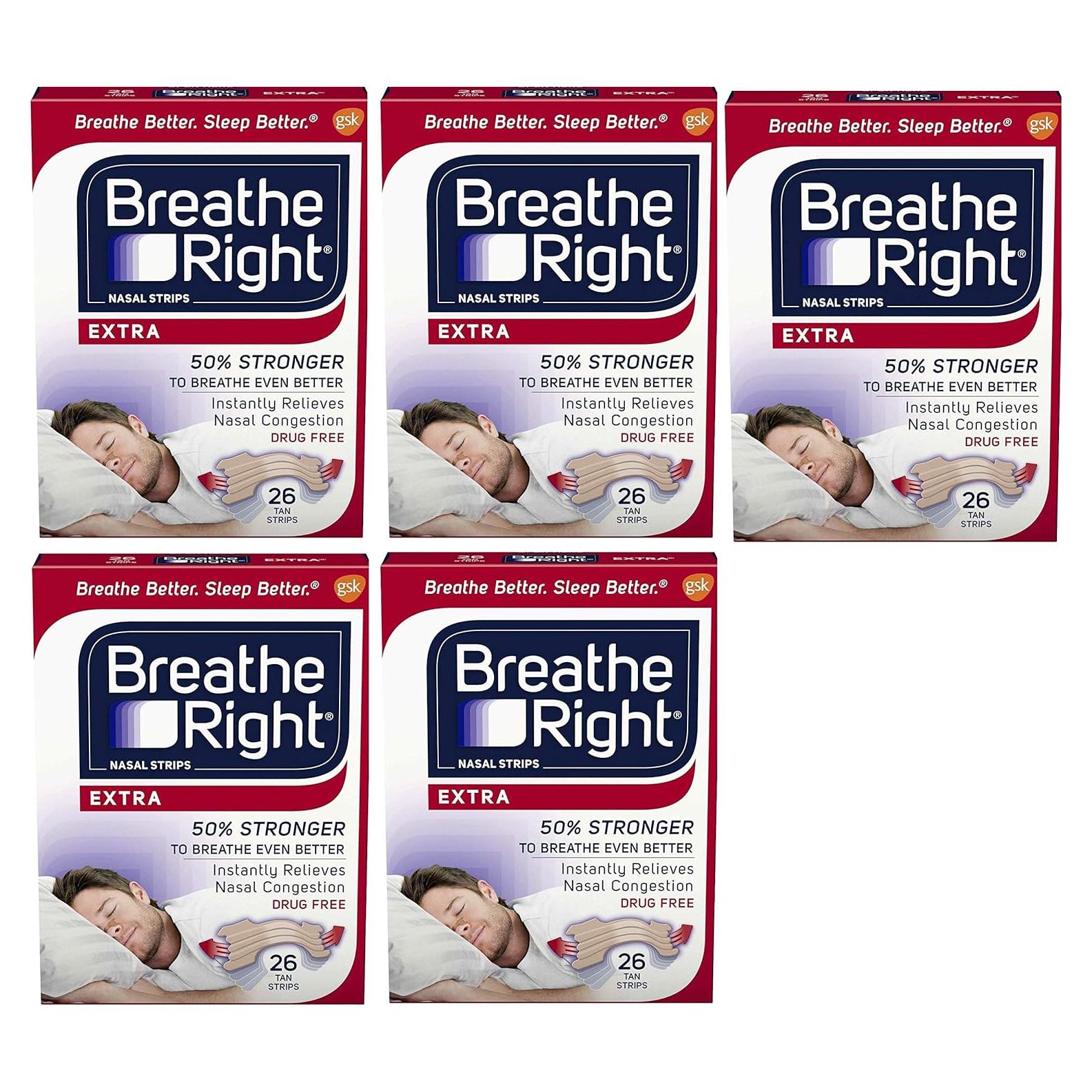 Tiras Nasales Breathe Right Extra Tan 130 Unidades para Ronquidos