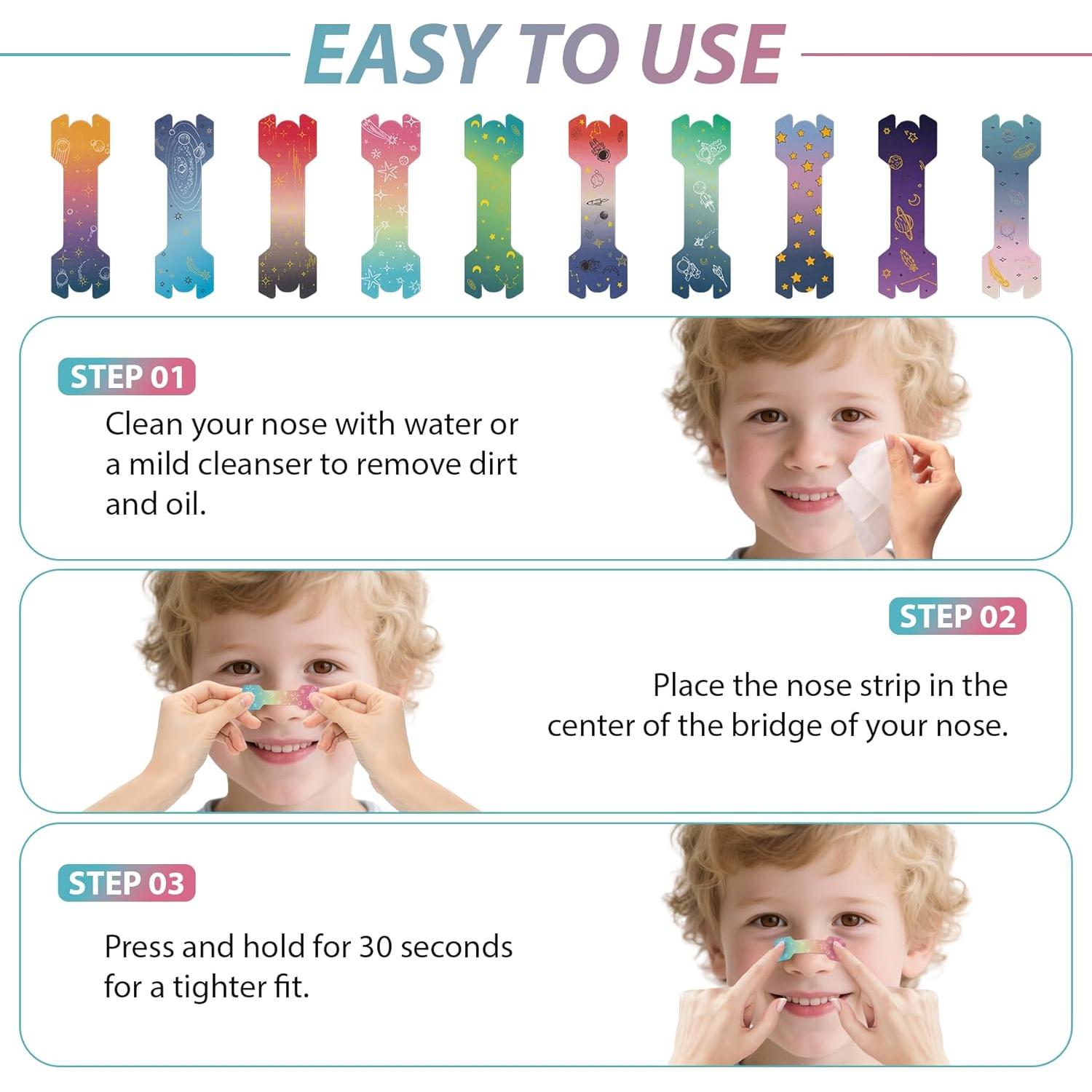 60 Tiras Nasales para Niños Kuabiz 44x14mm Antirronquidos