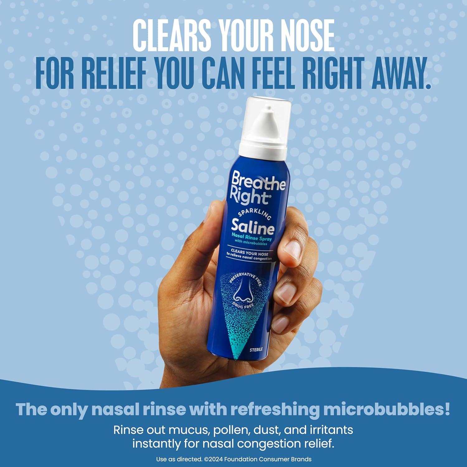 Paquete Tiras Nasales Breathe Right Extra Fuertes 44ct + Spray Salino 118ml