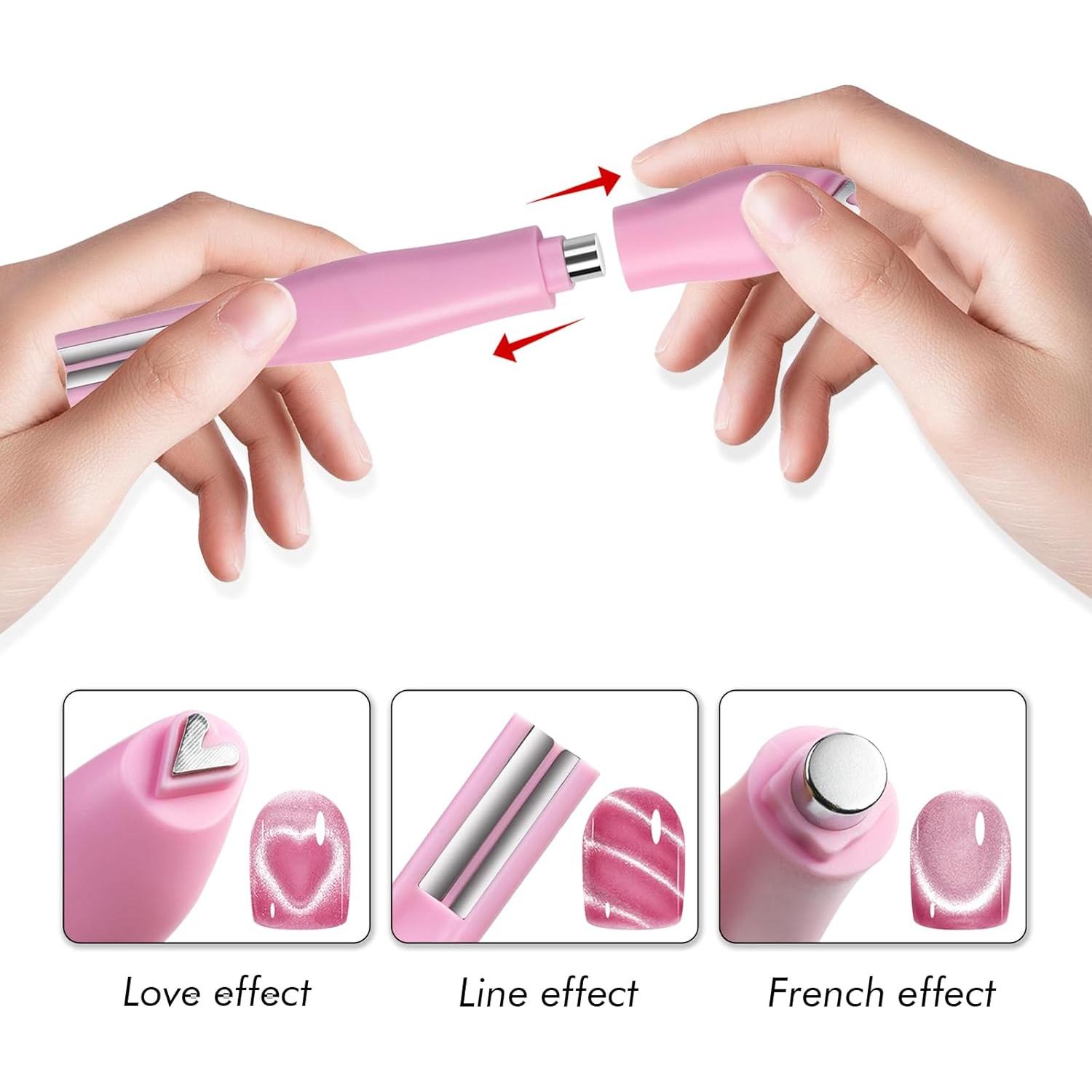 Imán para Uñas 3 en 1 Honey Joy Rosa - Cat Eye Magnético