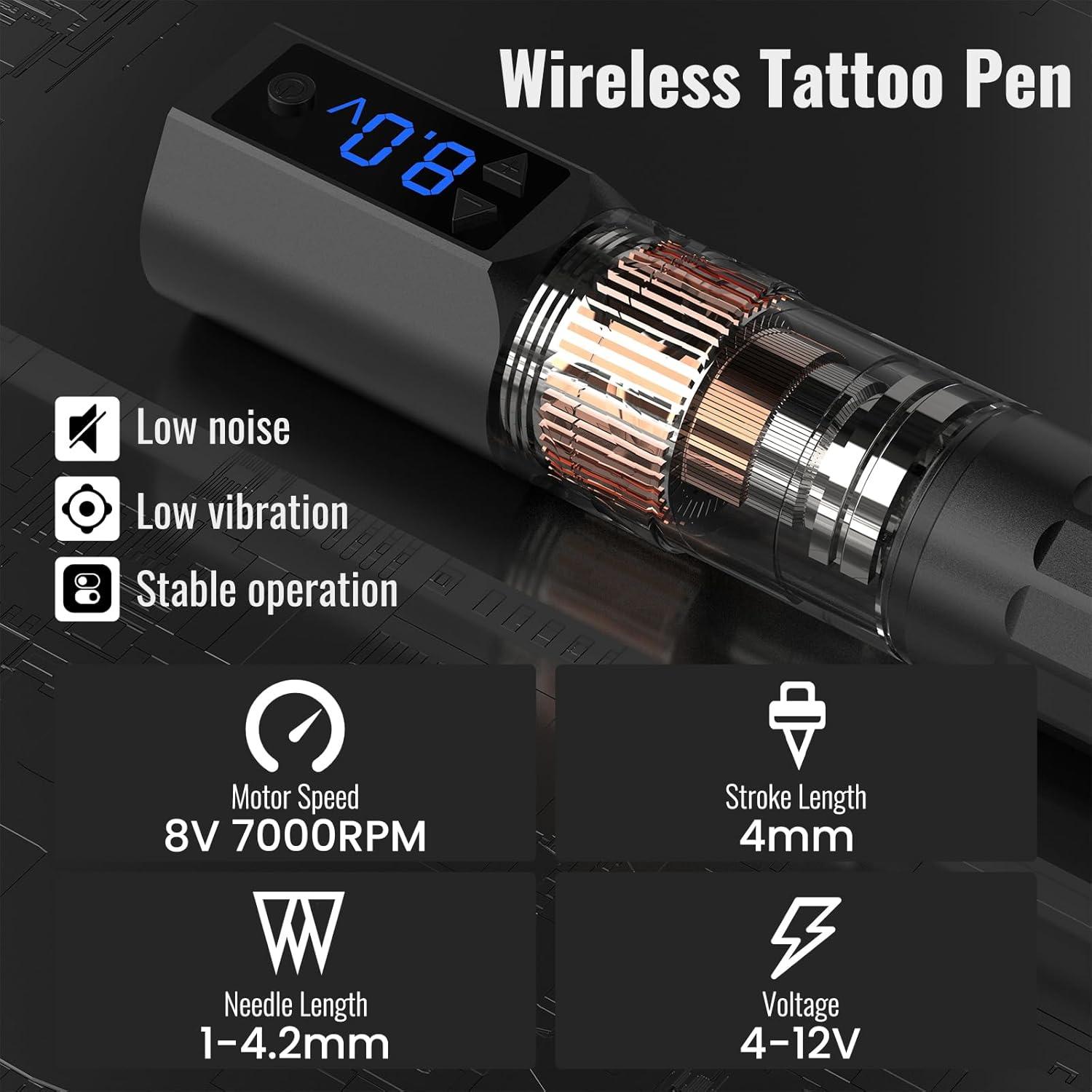 Kit de Tatuaje Profesional Wormhole WTK375 Inalámbrico 20 Piezas