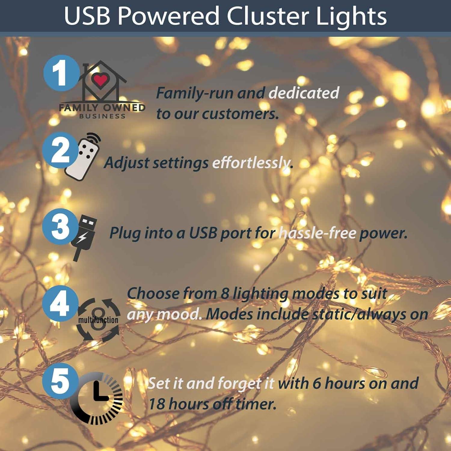 Luces de Cúpula LED Calida 200 Micro LED USB Qbis