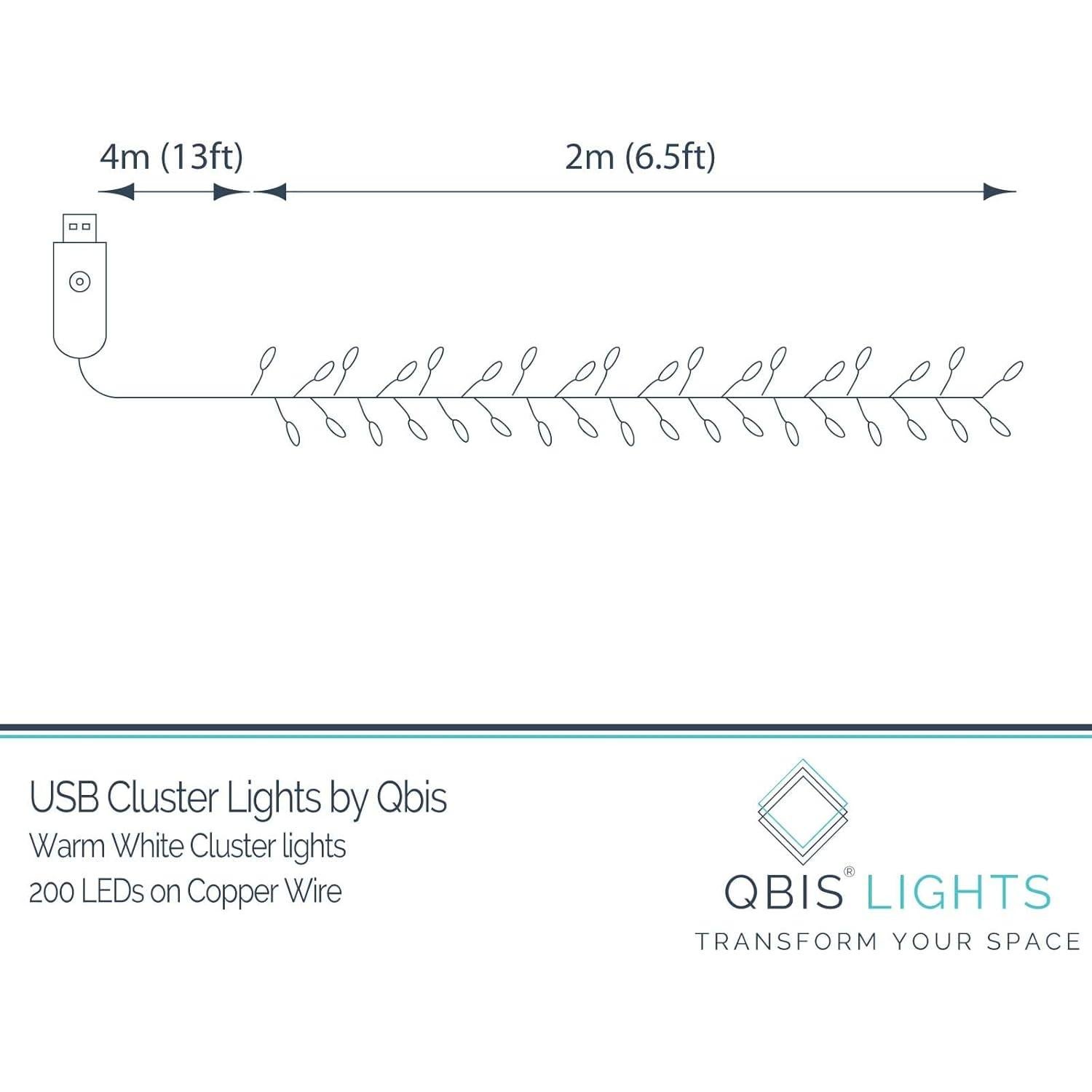 Luces de Cúpula LED Calida 200 Micro LED USB Qbis