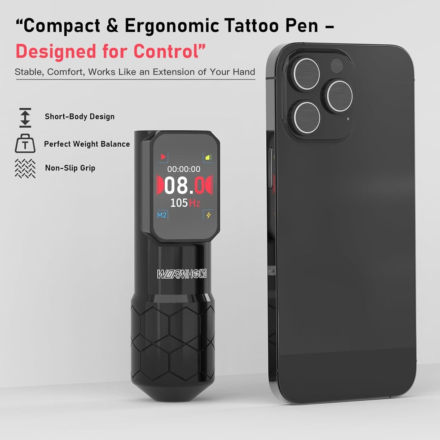 Kit de Tatuaje Inalámbrico Wormhole 54 Piezas con Tinta Xtreme