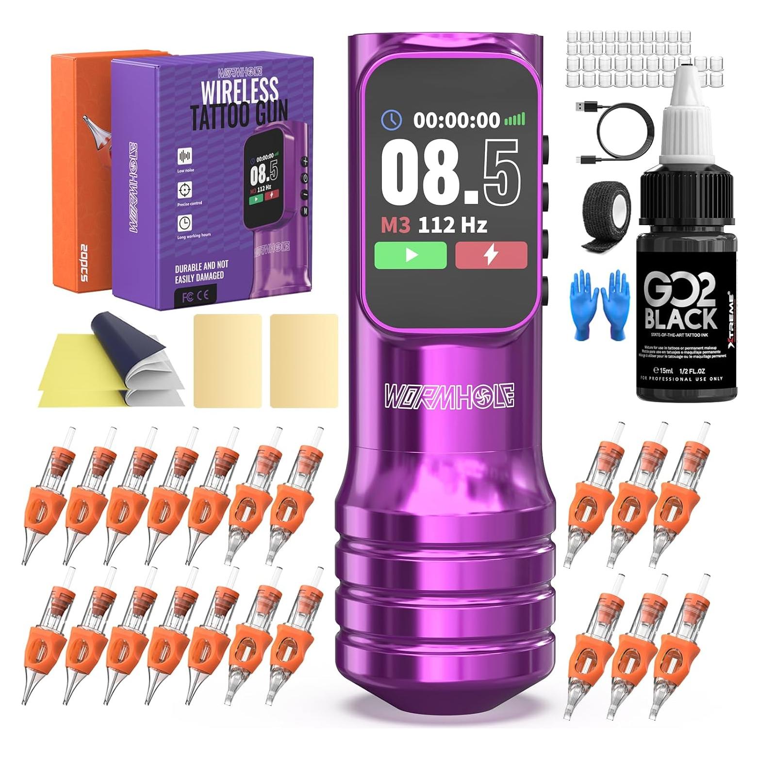 Kit de Tatuaje Wormhole con Bolígrafo Inalámbrico y Tinta Xtreme