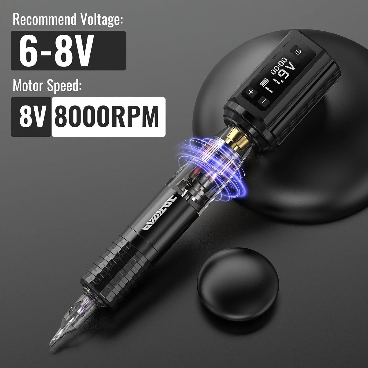 Kit de Tatuaje Inalámbrico Padieoe con 20 Agujas y Batería 1200mAh