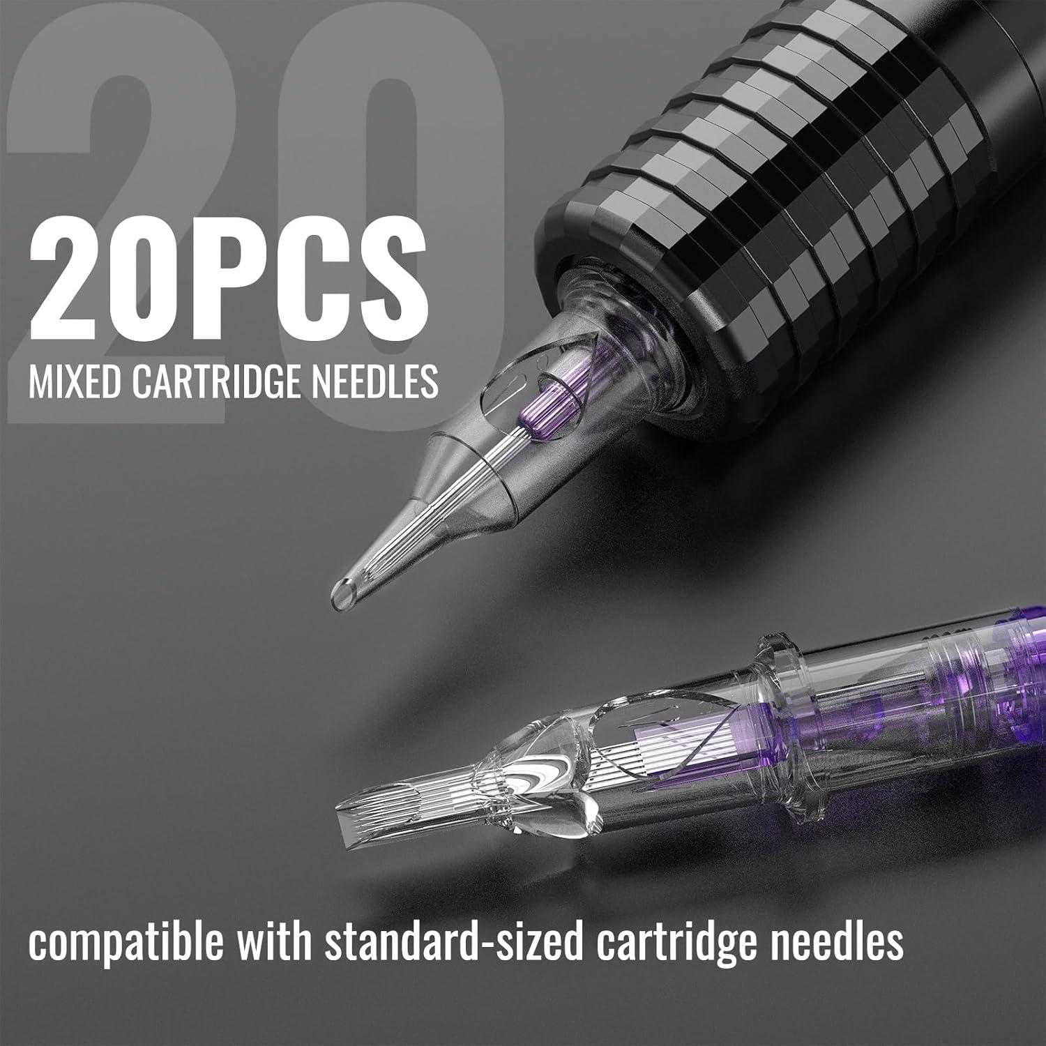 Kit de Tatuaje Inalámbrico Padieoe con 20 Agujas y Batería 1200mAh