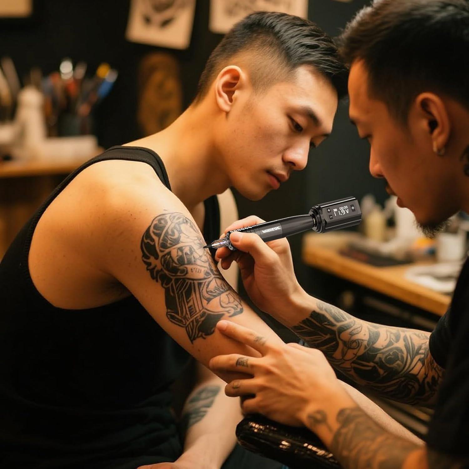 Kit de Tatuaje Inalámbrico Padieoe con 20 Agujas y Batería 1200mAh