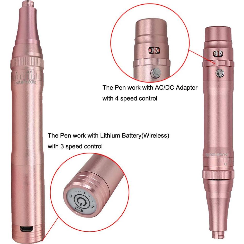 Máquina de Tatuaje Rotativa Mingshops B950 Oro Rosa 10 Agujas