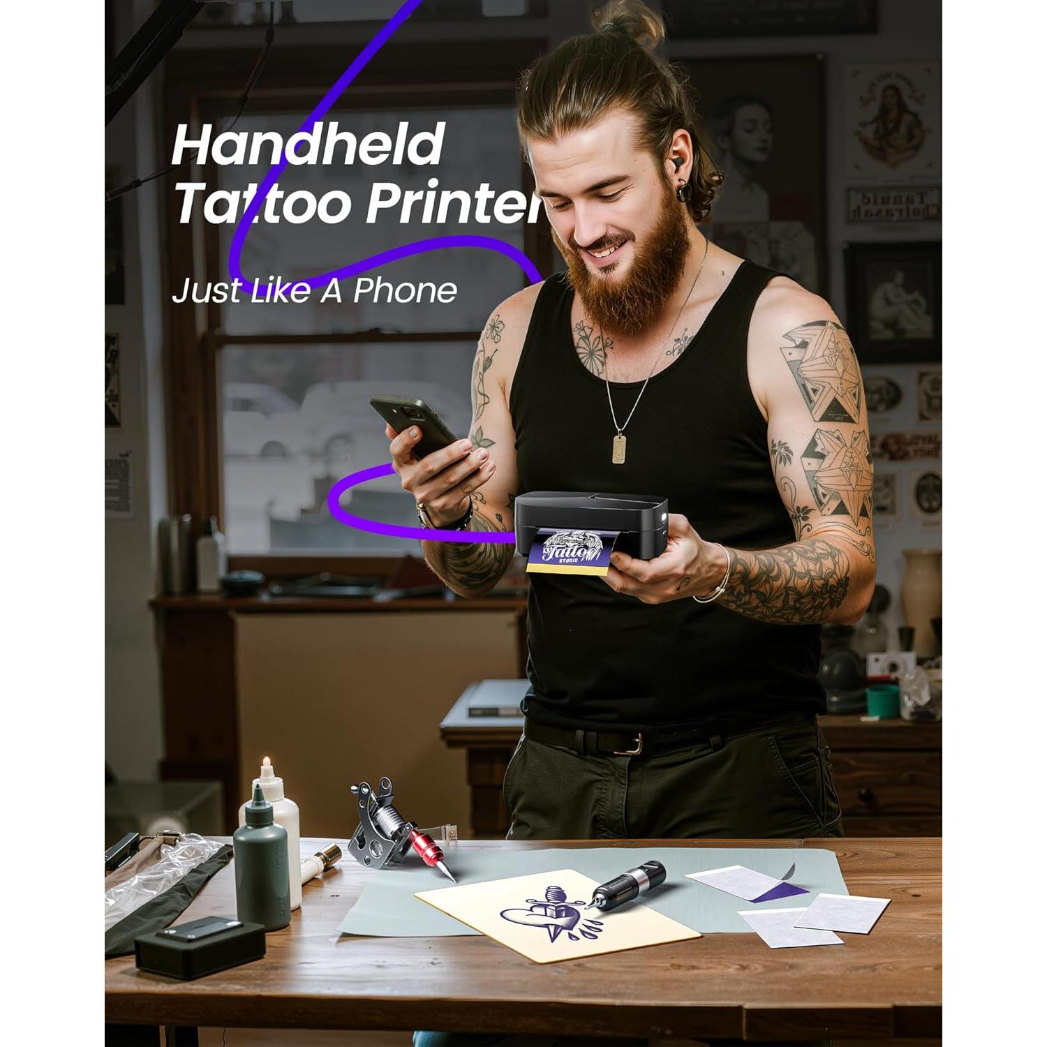 Impresora de Tatuajes TATTMUSE TP32 Mini con 30 Papeles