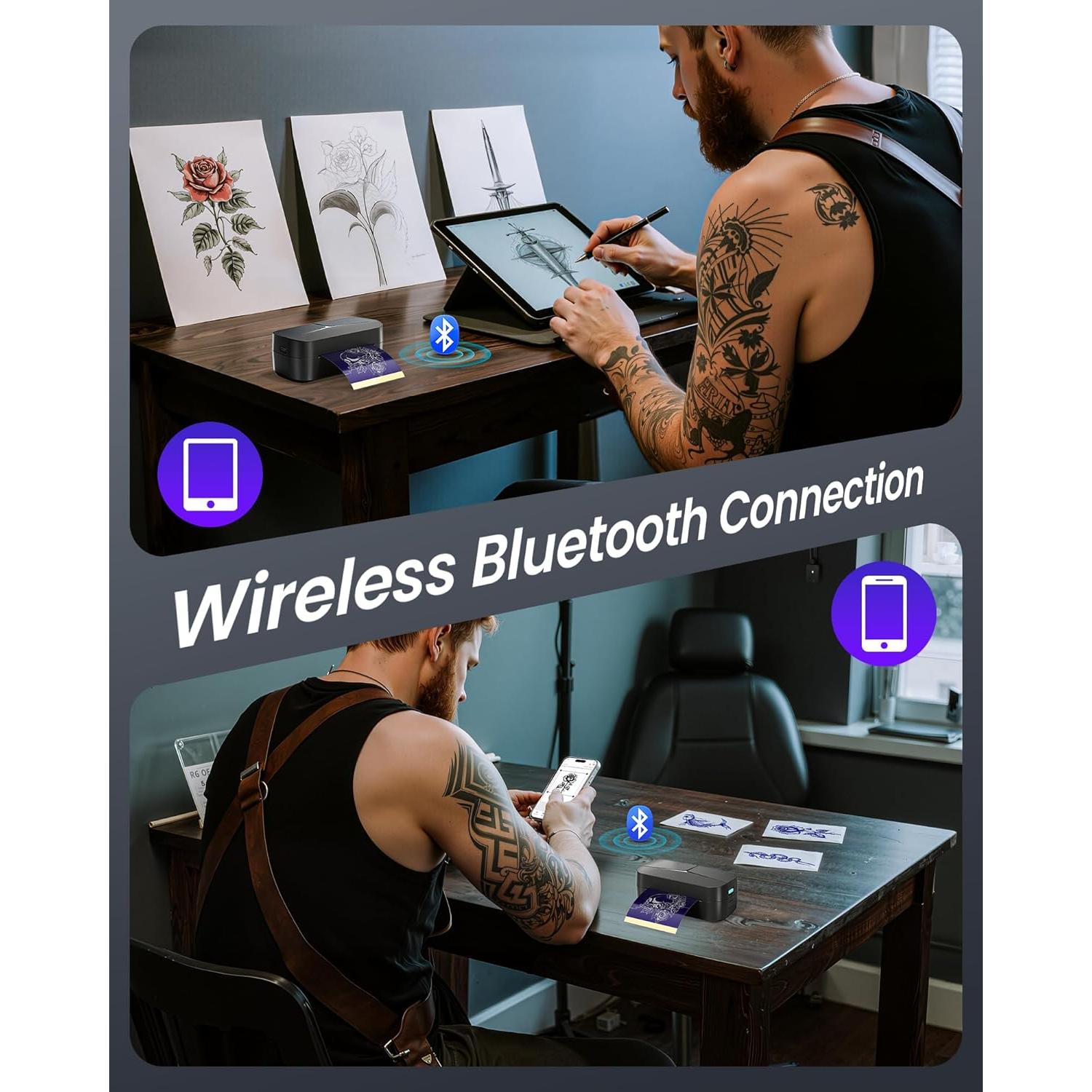 Impresora de Tatuajes TATTMUSE TP32 Mini con 30 Papeles