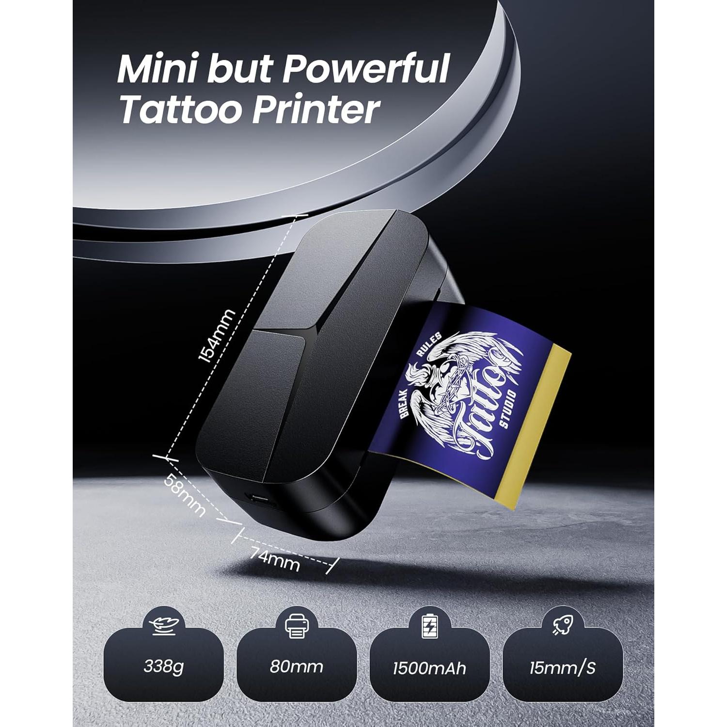 Impresora de Tatuajes TATTMUSE TP32 Mini con 30 Papeles