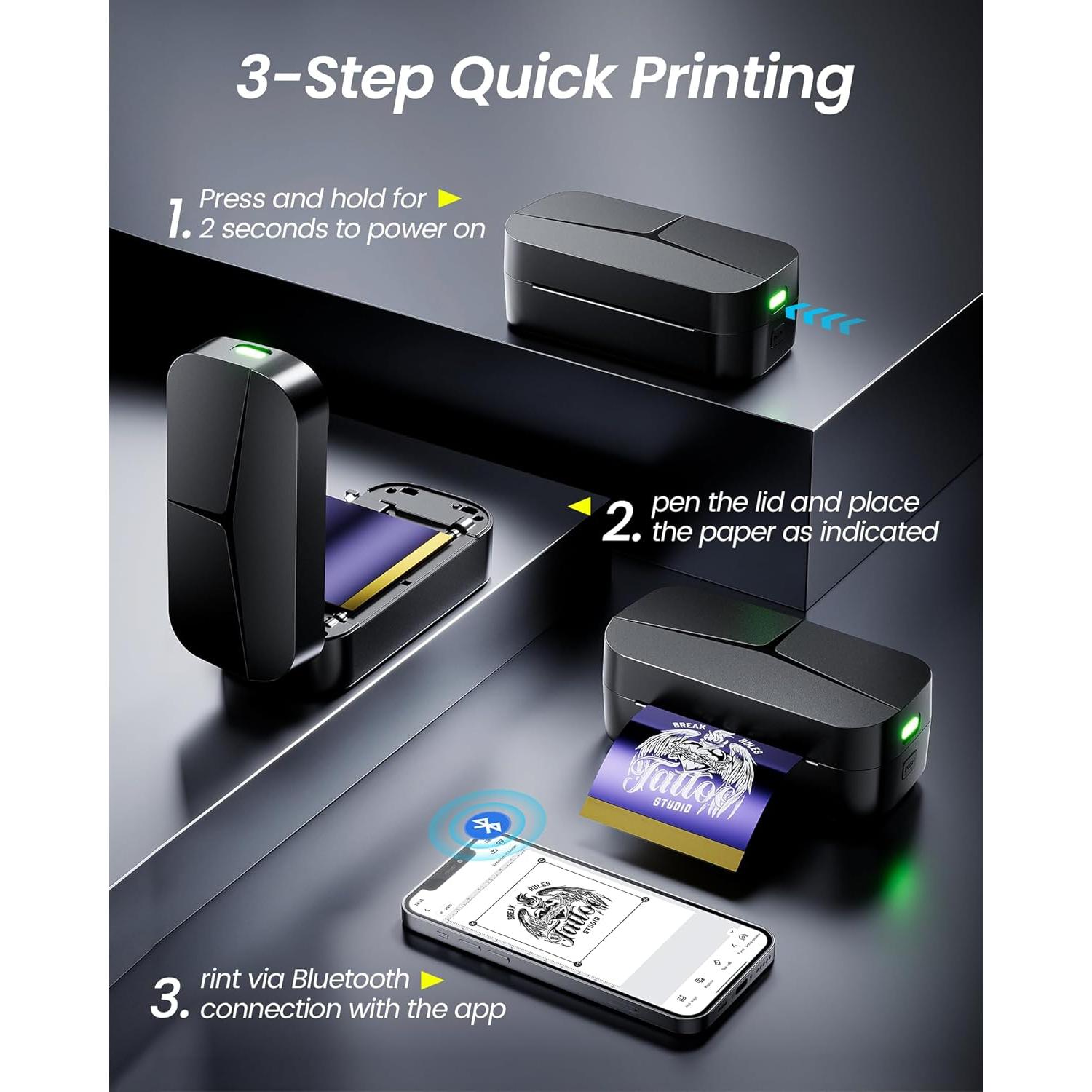 Impresora de Tatuajes TATTMUSE TP32 Mini con 30 Papeles