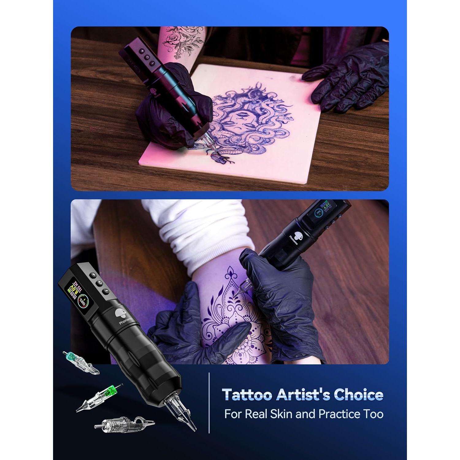 Kit de Máquina de Tatuaje Inalámbrica Phomemo con 20 Agujas