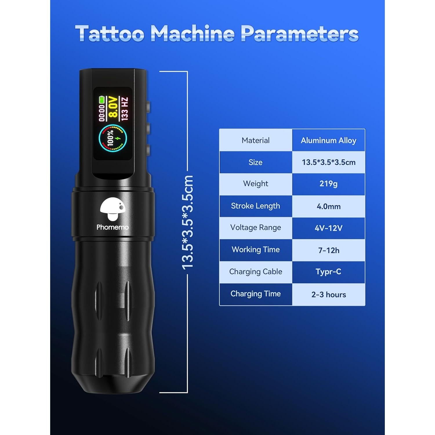 Kit de Máquina de Tatuaje Inalámbrica Phomemo con 20 Agujas